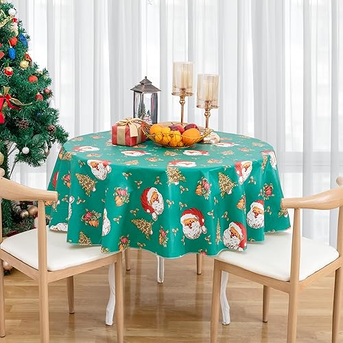 Vista 111 de Mantel rectangular de vinilo de 52 x 70 pulgadas con reverso de franela, mantel para el día de San Valentín, mantel de hule 100% impermeable Azul