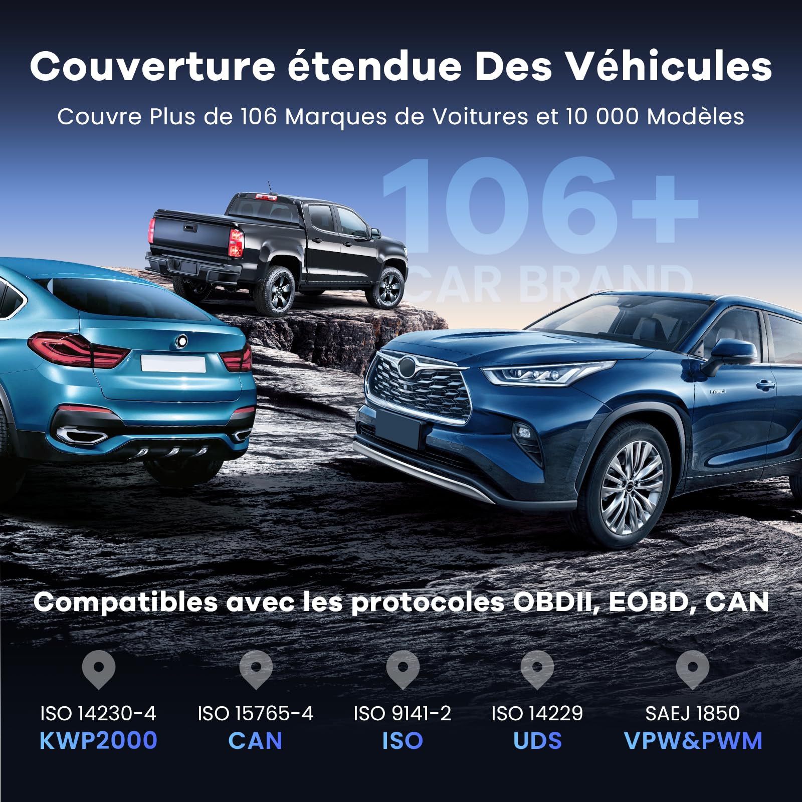mucar VO6 Valise Diagnostic Auto, Outil D'analyse Complet des Systèmes sans Fil de Niveau OE avec Scanner de Voiture à 28 Réinitialisation, FCA AutoAuth, Mise à Jour sans Fil