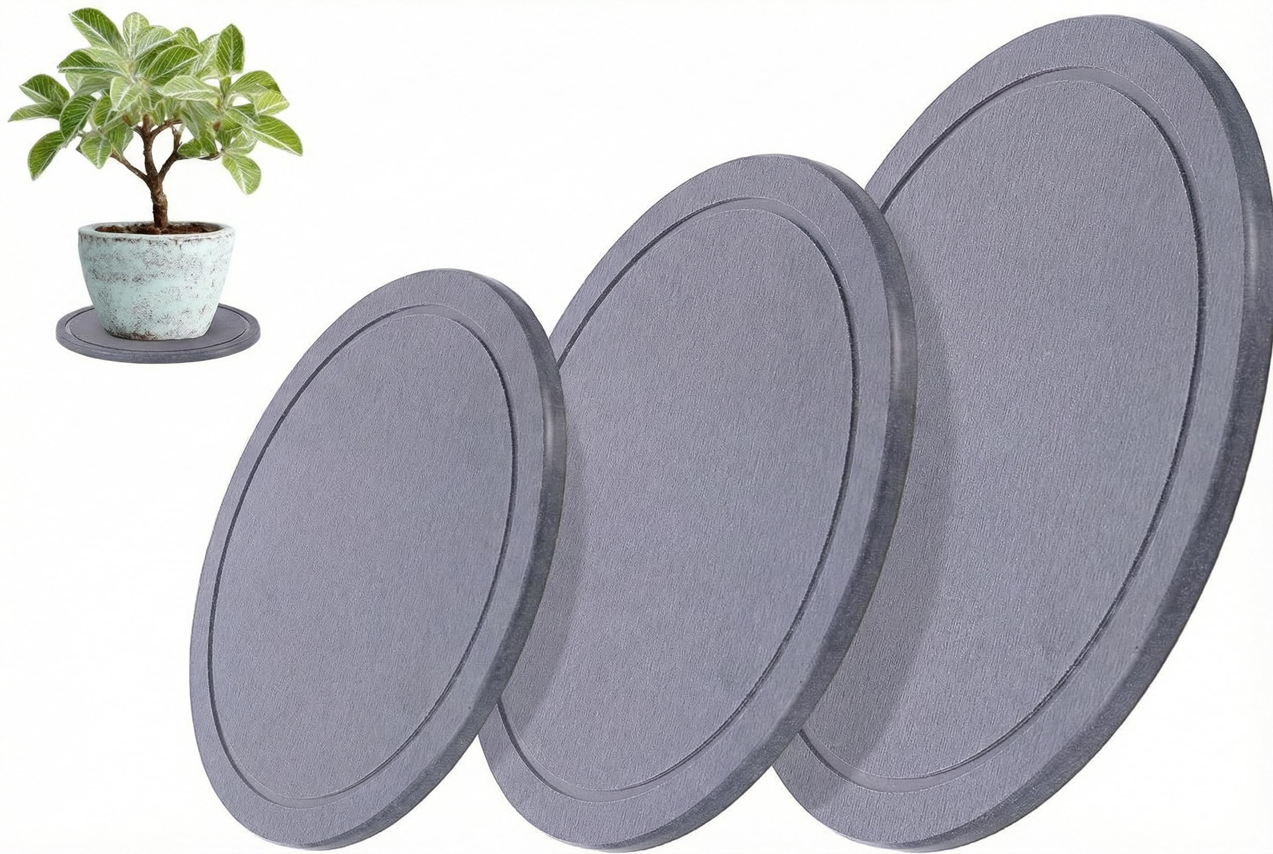 Drydiet 3 Pack Diatomaceous Earth Plant Saucer Set 6/8/10 Inch Quick Dry Absorbent Plants Tray Absorbing Plant Tray for Gardening Indoor Outdoor