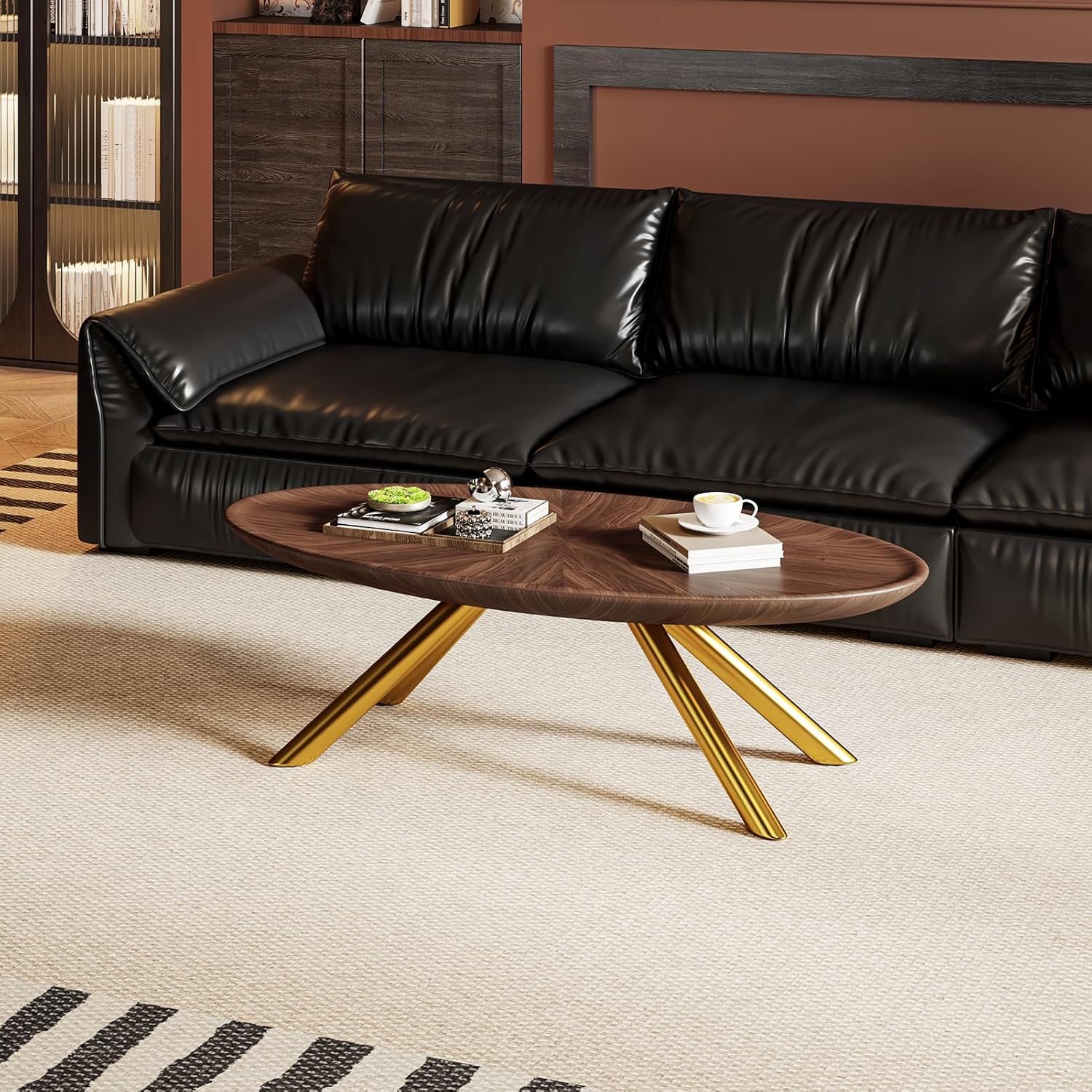 Modern Nesting Coffee Table Set for Living Room Fully Assembled Solid Wood Center Table Minimalist Irregular Cloud Coffee Table with Metal Legs