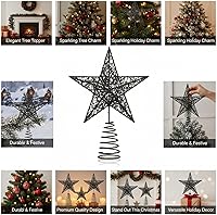 Vista 3 de BinaryABC Estrella para árbol de Navidad, adornos brillantes para decoración del árbol de Navidad, 7.9 in (negro)