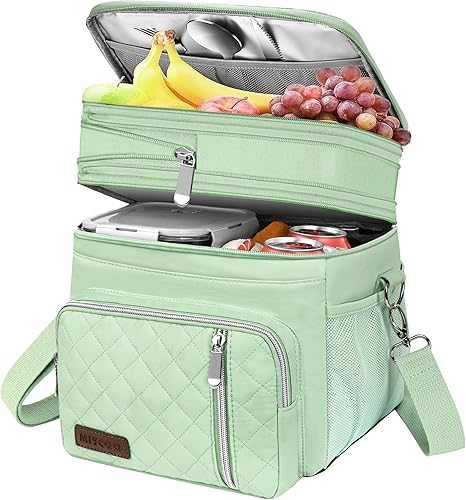 Miniatura 18 de MIYCOO – Bolsa de almuerzo y lonchera para mujeres y hombres, bolsa de almuerzo doble cubierta a prueba de fugas con aislamiento suave grande para