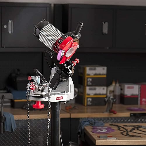 Miniatura 3 de Oregon Professional 120-Volt Bench Grinder with Hydraulic Clamping, Universal Saw Chain Sharpener & Tripod Bench Chainsaw Chain Grinder Stand,