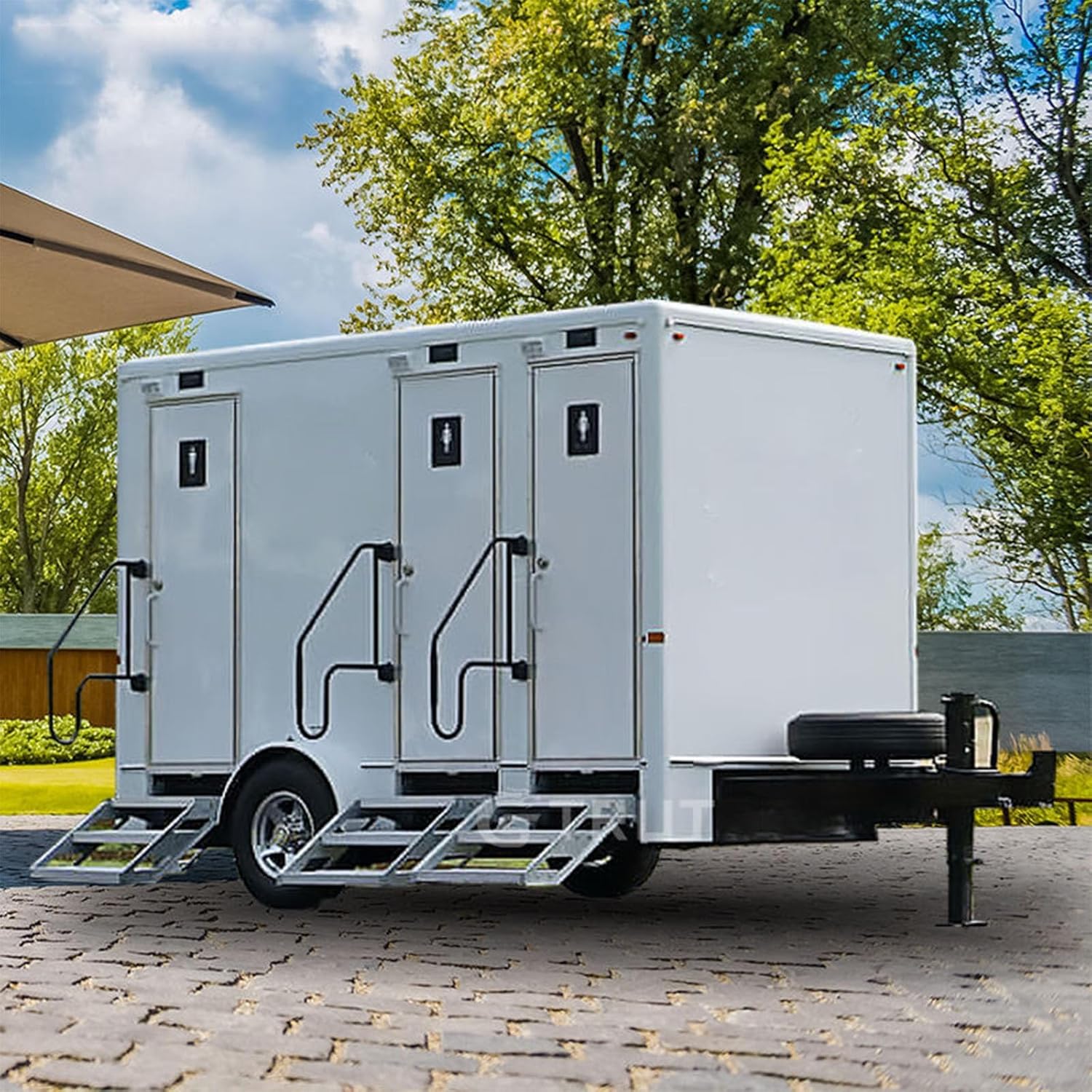 Durable Custom Mobile Toilet Trailer with Fiberglass Wall and Steel Frame for Outdoor Events and Recreational Areas - Mobile Bathroom Trailer with Toilet and Bathroom Facilities for Parks