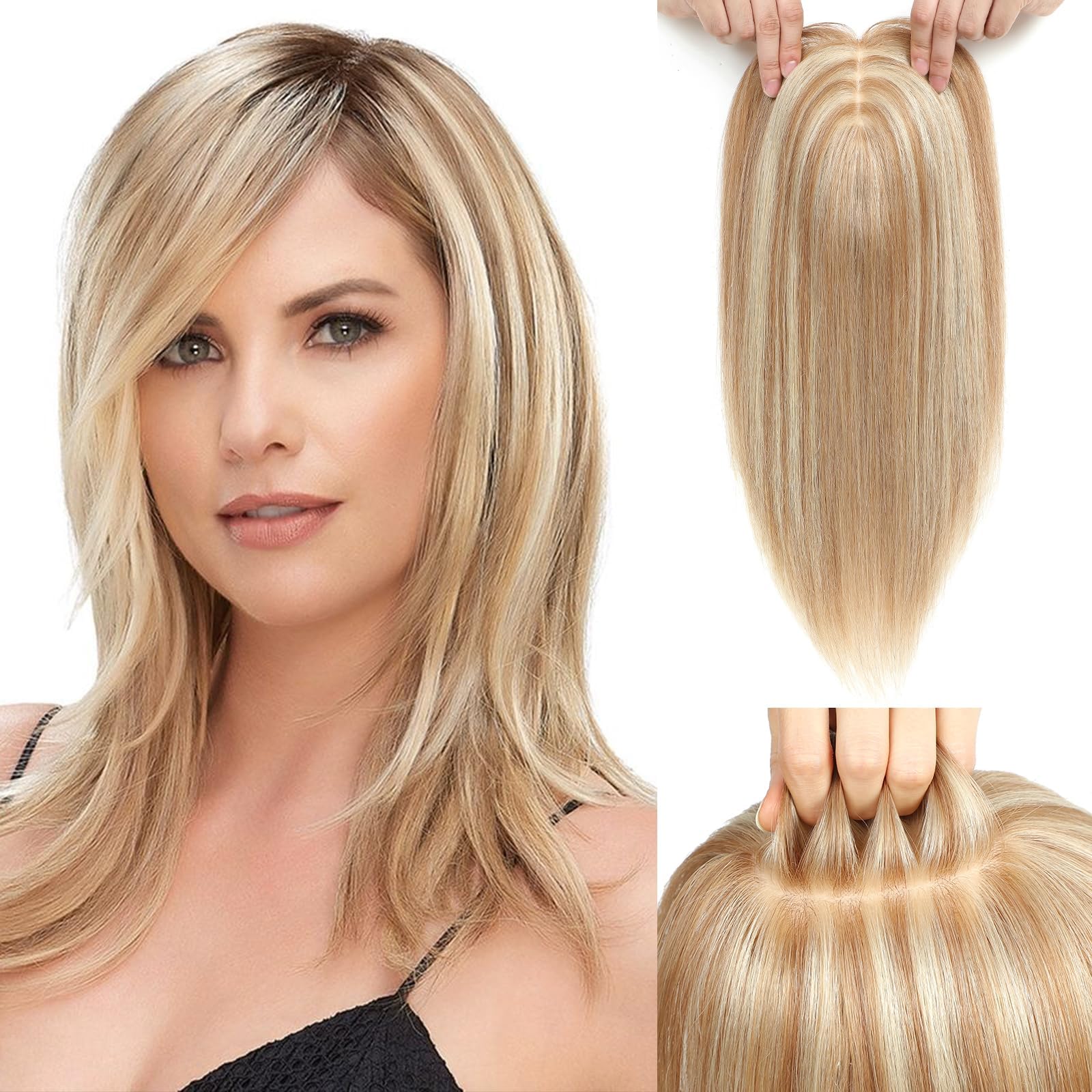 Women's Toppers, Real Human Hair, Big Base, 16 Inch Pieces