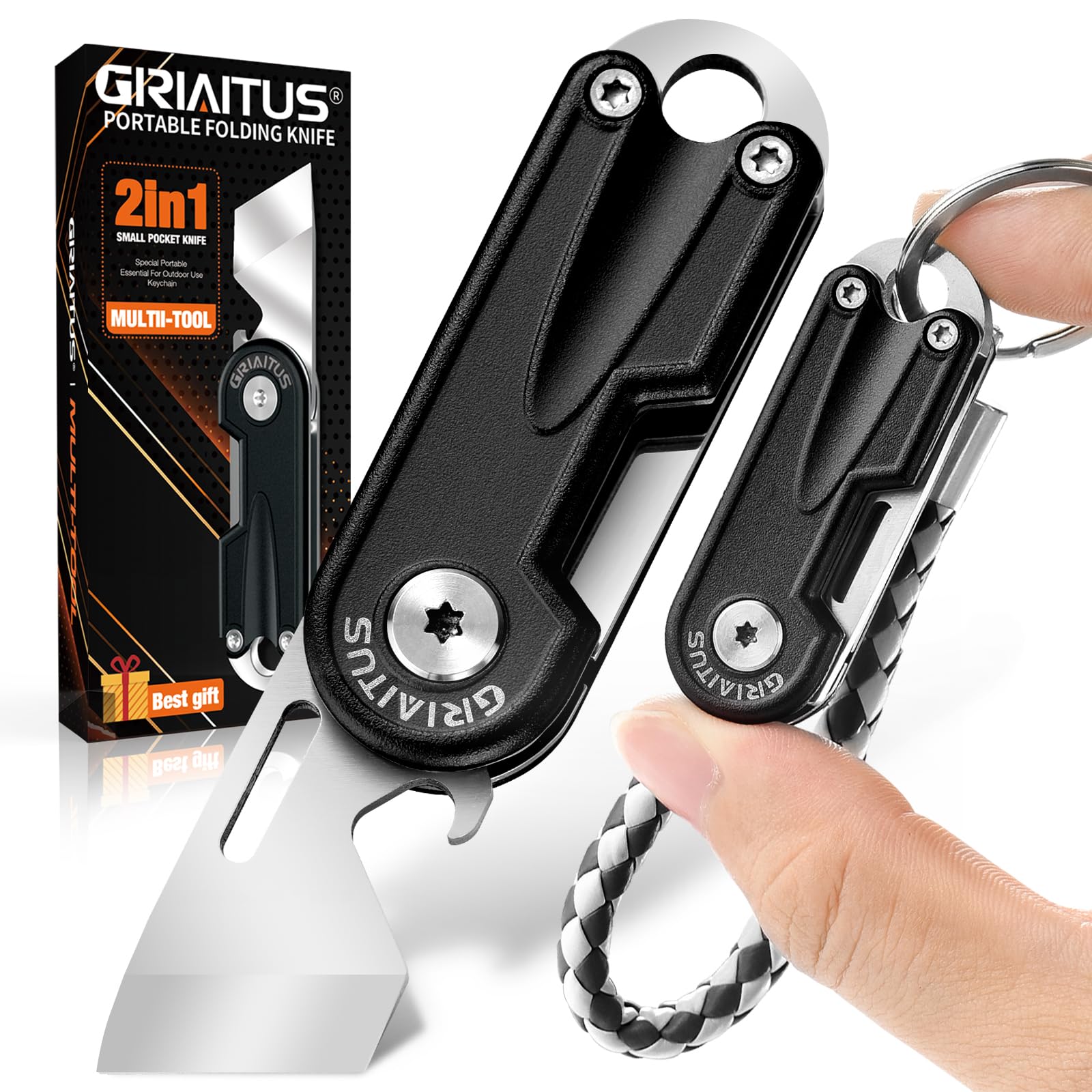 Regalo Uomo 2in1 Coltello Multiuso con Apribottiglie, Portachiavi, Campeggio Accessori Utili, Regali di Natale, Regalo Uomo Compleanno, Regalo Anniversario per Lui