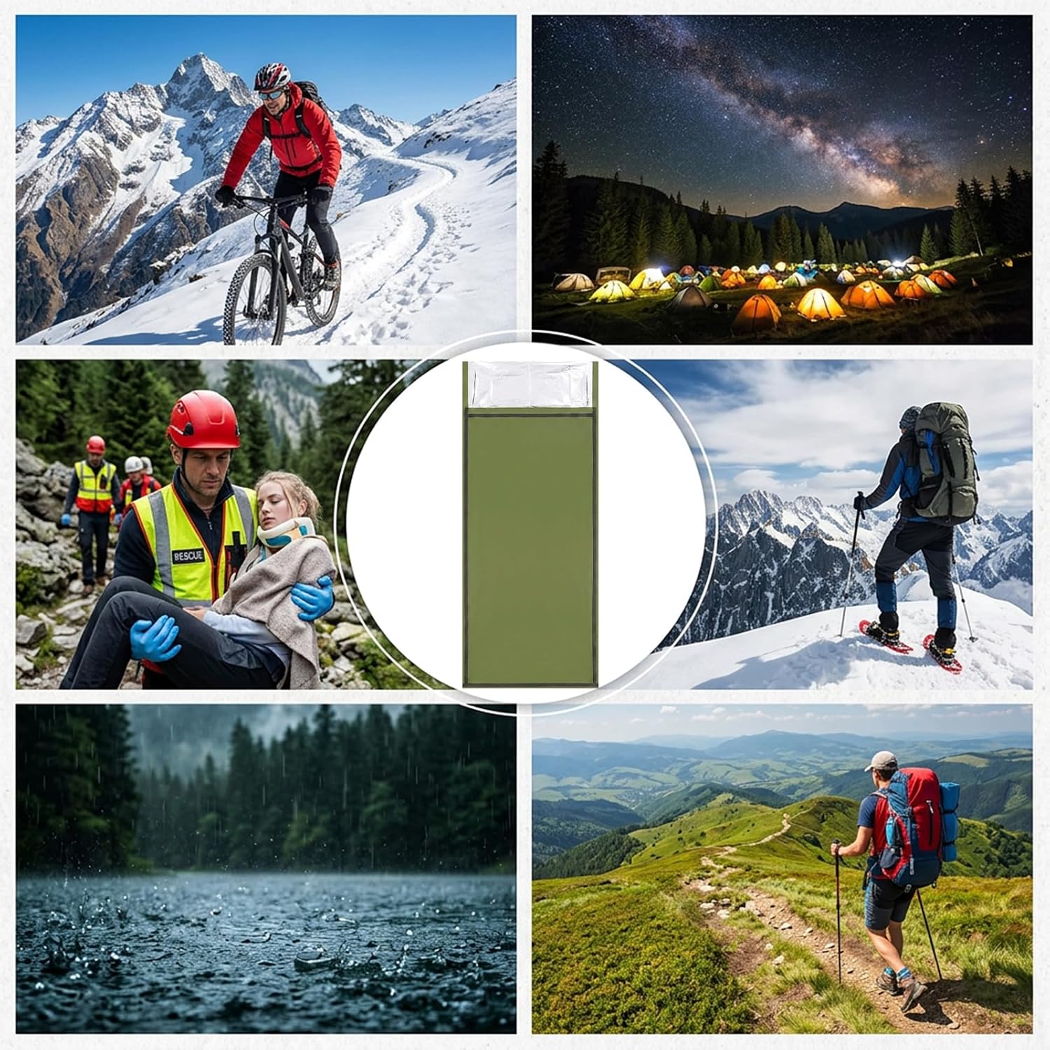 Emergency Sleeping Bag 4 Pack Portable Emergency Sleeping Bag Bivvy Sack Waterproof Lightweight Foil Survival Sleep Bags for Camping Hiking Outdoor