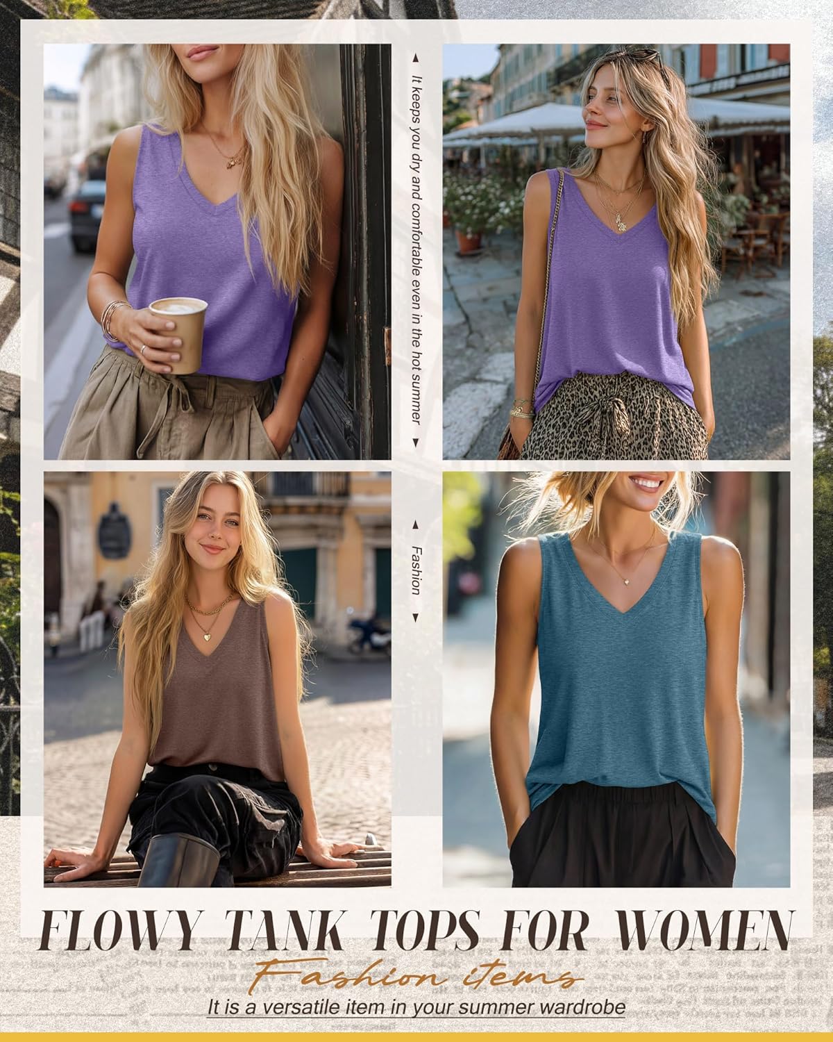 Riyiper 3 Pack Women's V Neck Tank Tops Loose Fit Sleeveless T Shirts Casual Tunic Tank Summer Beach Vacation Clothes - Image 4