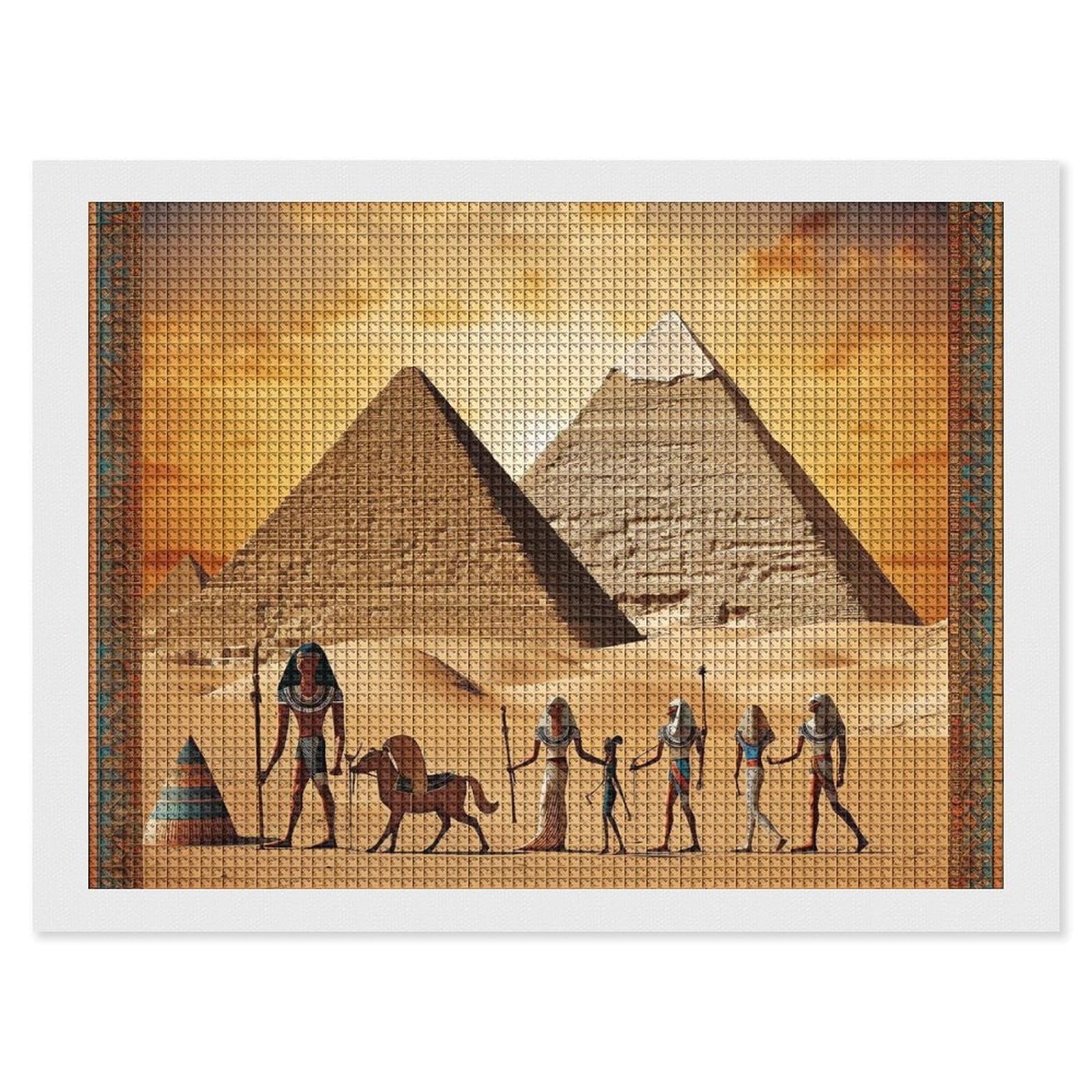 Ancient Egypt Diamond Art Kits for Adults, DIY 5D Diamonds Painting Kits for Beginner, Round Full Drill Diamond Dots Painting, 12"x16" Diamonds Pictures Gem Art and Crafts Wall Decor