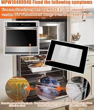 WPW10409946 Range Oven Door Glass