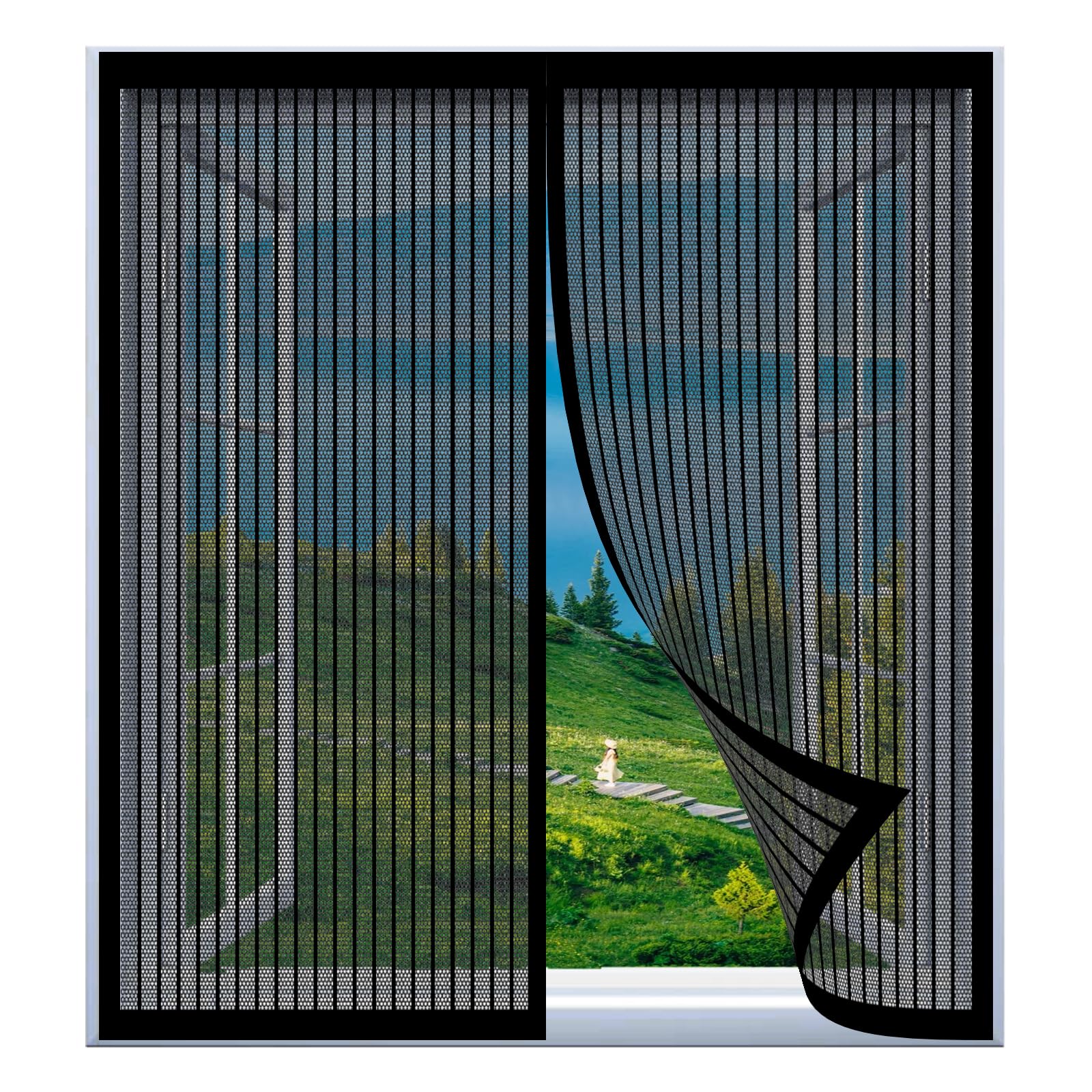 Moustiquaire de fenêtre magnétique noir 120x129 cm