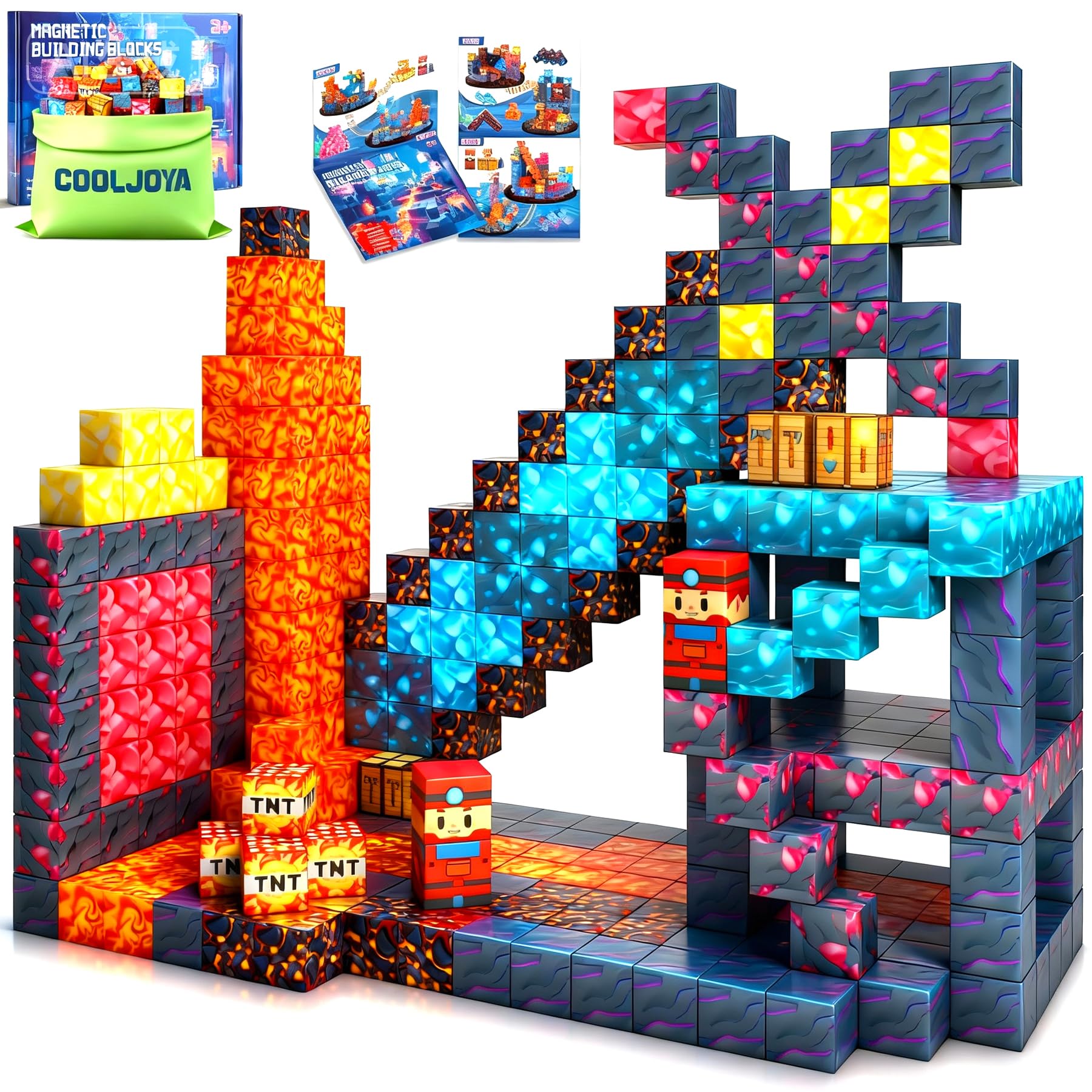 Magnetic Blocks for kids Boys and Girls Aged 3 4 5 6 7 8 Years Old, Magnetic Building Blocks 54PCS, Stacking Construction Toys Montessori Sensory Toys Halloween