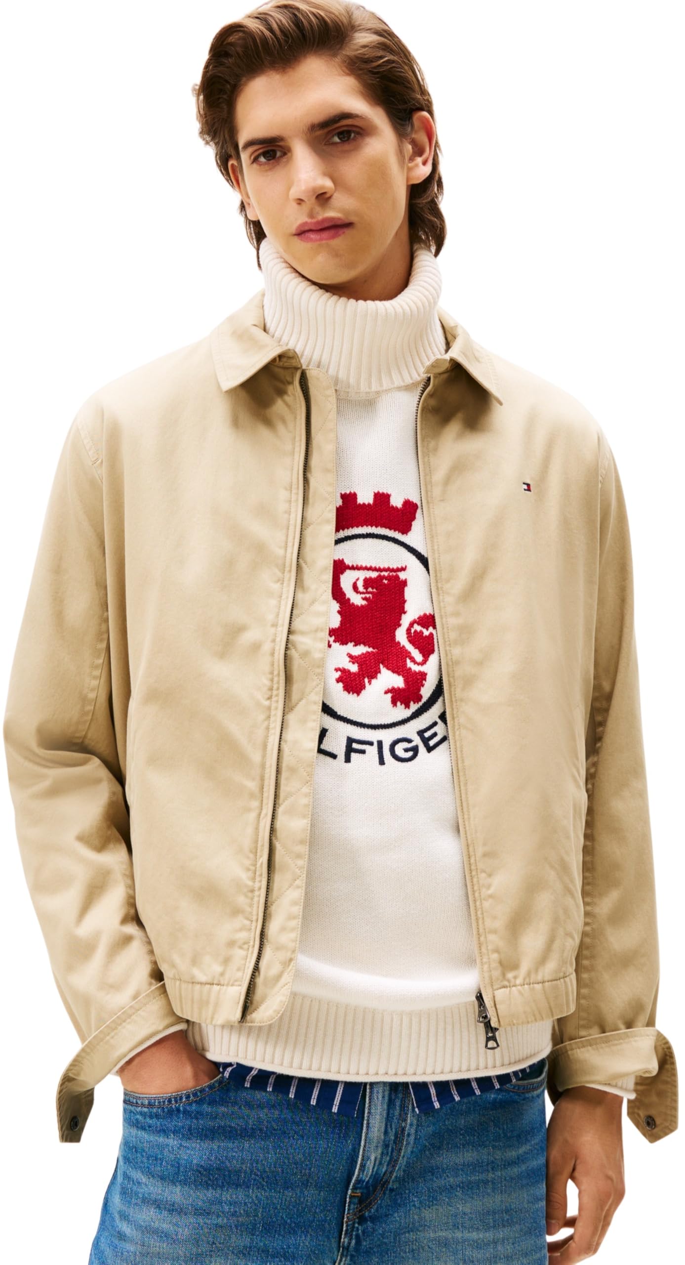 Tommy Hilfiger Men's Beige Cotton Harrington Jacket in Size M, Sports Direct