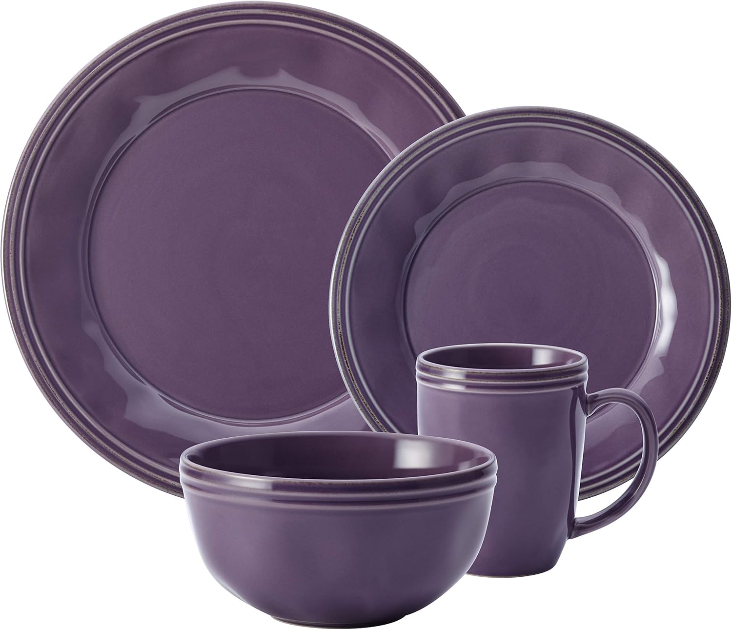 Rachael Ray Cucina Dinnerware 16-Piece Stoneware Dinnerware Set, Lavender Purple