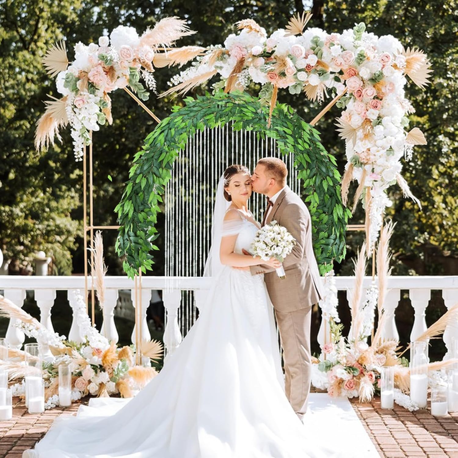 2 PCS 6.6ft Artificial Ivy Vines, Greenery Fake Vines Hanging Vine Garland Leaves, Resistant Faux Green Ivy Vine Plants for Indoor Outdoor Home Garden Wall Wedding Arch Party Decor