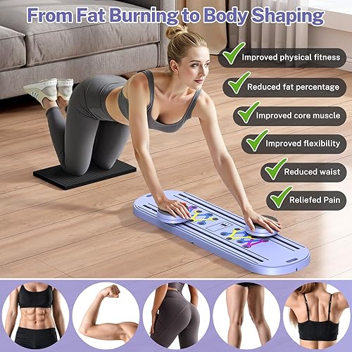 Miniatura 2 de Tablero de pilates, equipo reformador de pilates plegable con temporizador, 7 en 1 multiusos, portátil, kit de pilates para entrenamiento en casa,