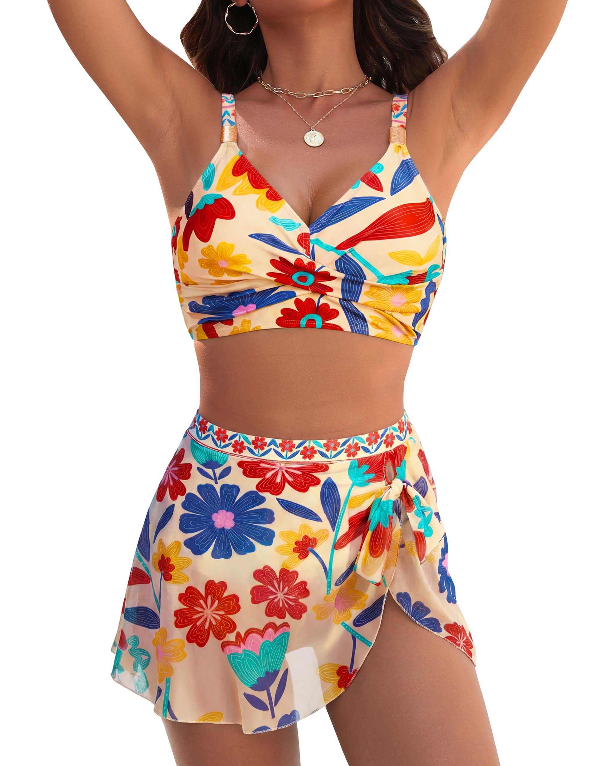 Blooming Jelly Womens High Waisted Bikini Tummy Control 2 Piece Swimsuits