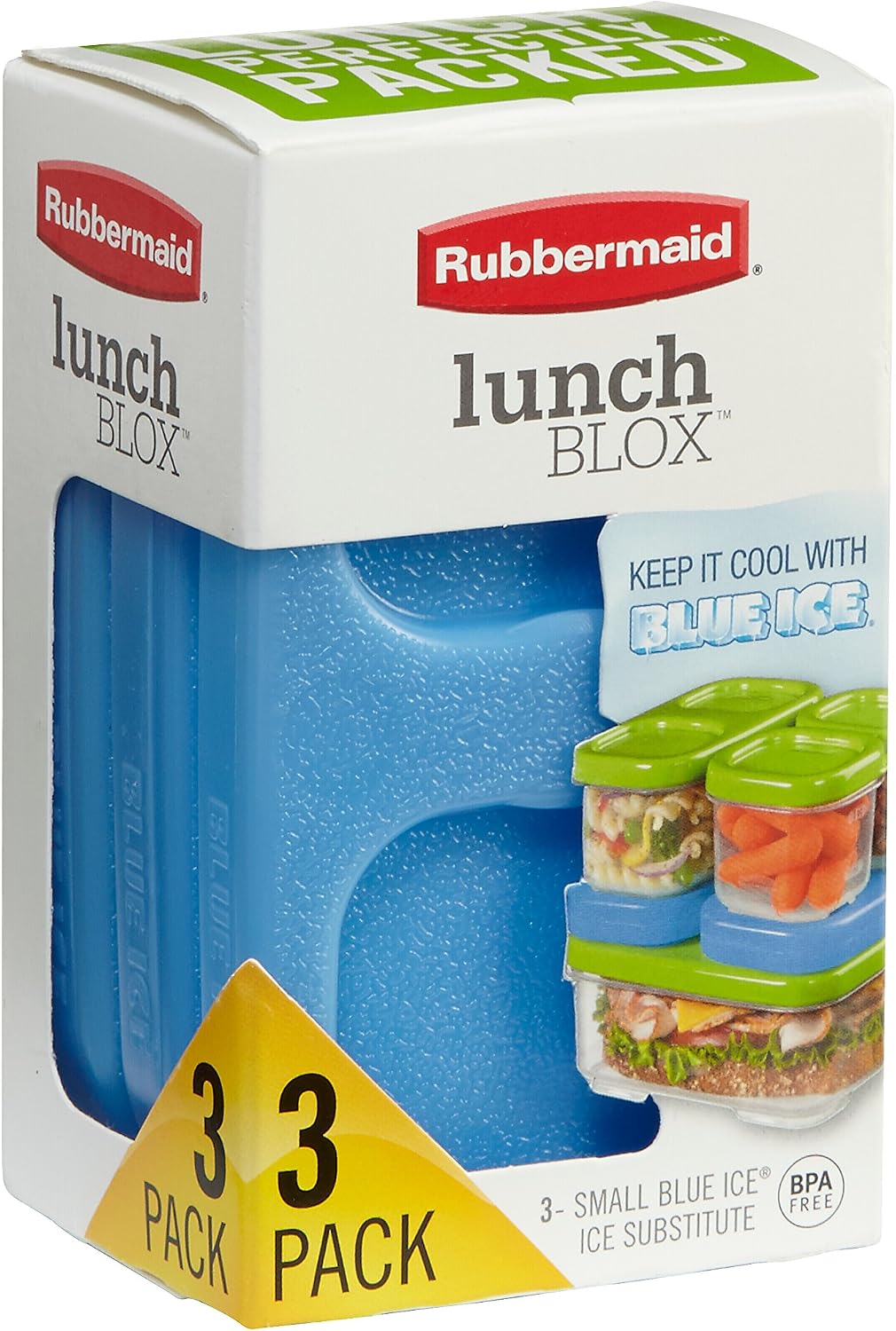 Rubbermaid LunchBlox Ice Pack, Small, Blue, 3 Pack