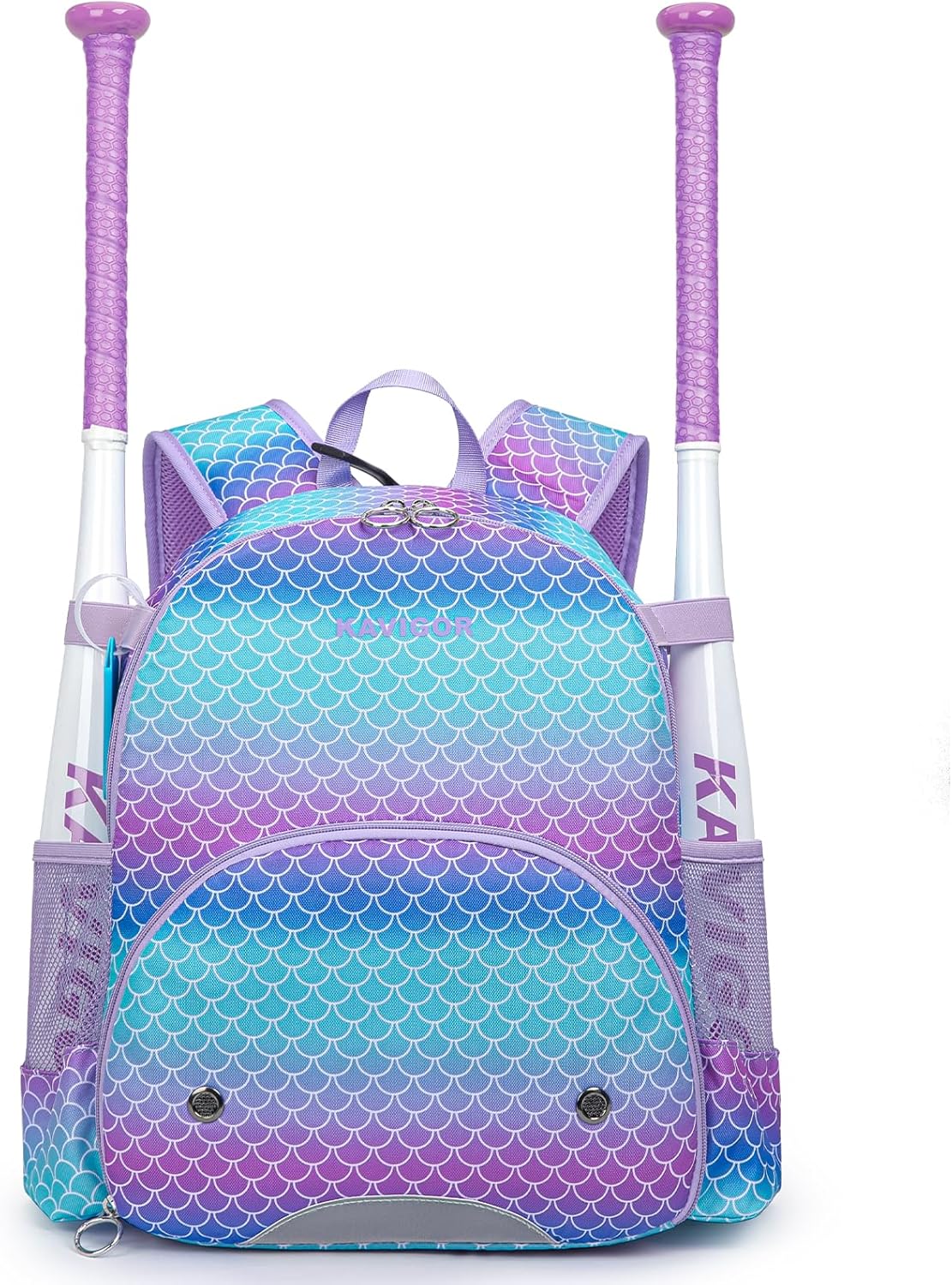 KAVIGOR Youth Tball Baseball Backpack, Lightweight Softball Bag with Shoes Compartment & Name Tag, Reinforced Zippers & Seams