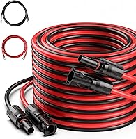 Vista 1 de JJN Cable de extensión solar 10 AWG (6 mm²) 20 pies y 8 pies con conector hembra y macho Kit de adaptador de panel solar para sistema solar, dos