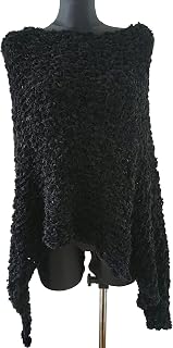 scarf shawl Schal Poncho knitted cloth wool black