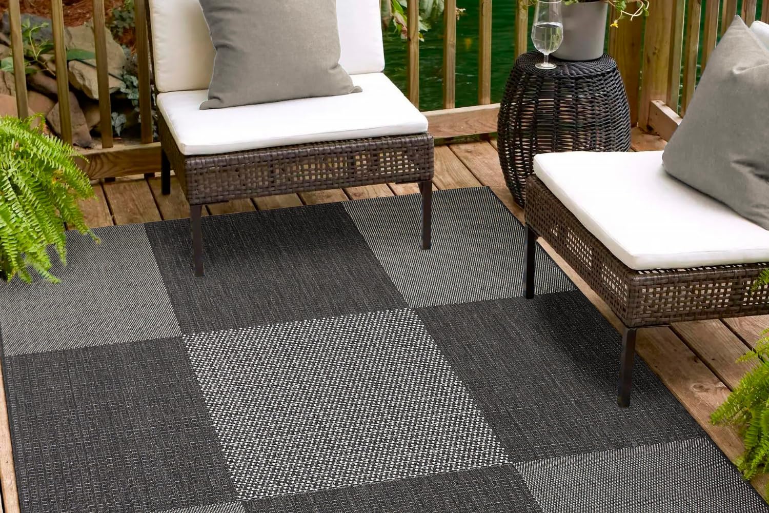 Tapis extérieur anthracite andiamo Arizona résistant et imperméable