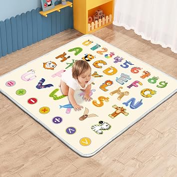 Baby Play Mat, 1-Inch Thick Foam 47" X 47" Playpen Mat,Waterproof & Non - Slip Playmat for Baby Play on Floor, Wipe - Clean, Ideal for Infants, Toddlers & Kids Crawling and Tummy TimeAnimal