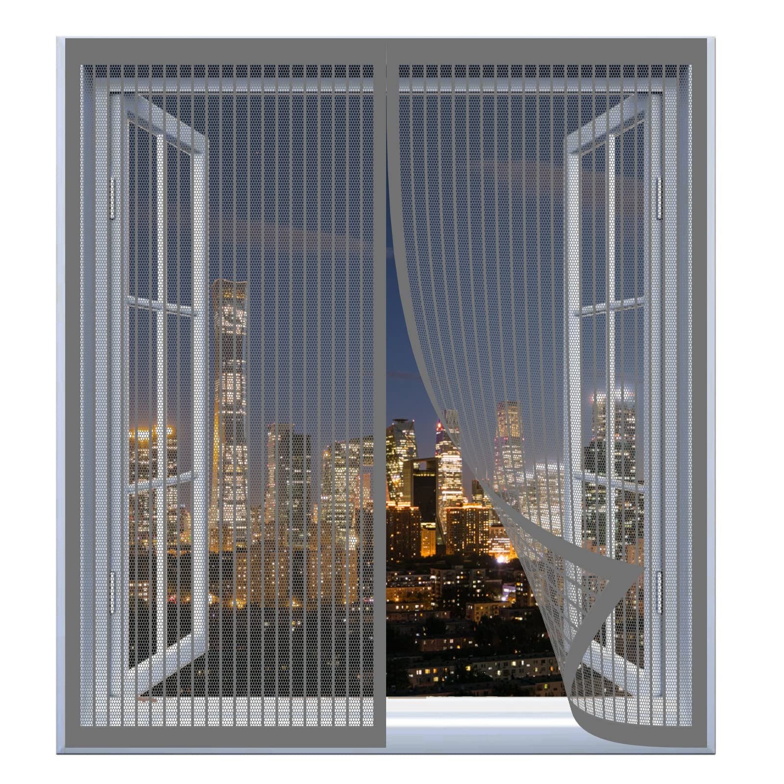 Doguo Grey Mesh Mosquito Net For Windows 55 X 90 Cm Mosquitoes Net For Windows Prevents Insects No Drilling Or Screwing Easy Installation Insect Netting Fitted To Multiple Windows,