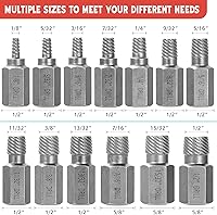 Vista 2 de Juego de 13 extractores de tornillos, cabeza hexagonal multi-estriada de fácil extracción, kit extractor de pernos para tornillos Allen dañados