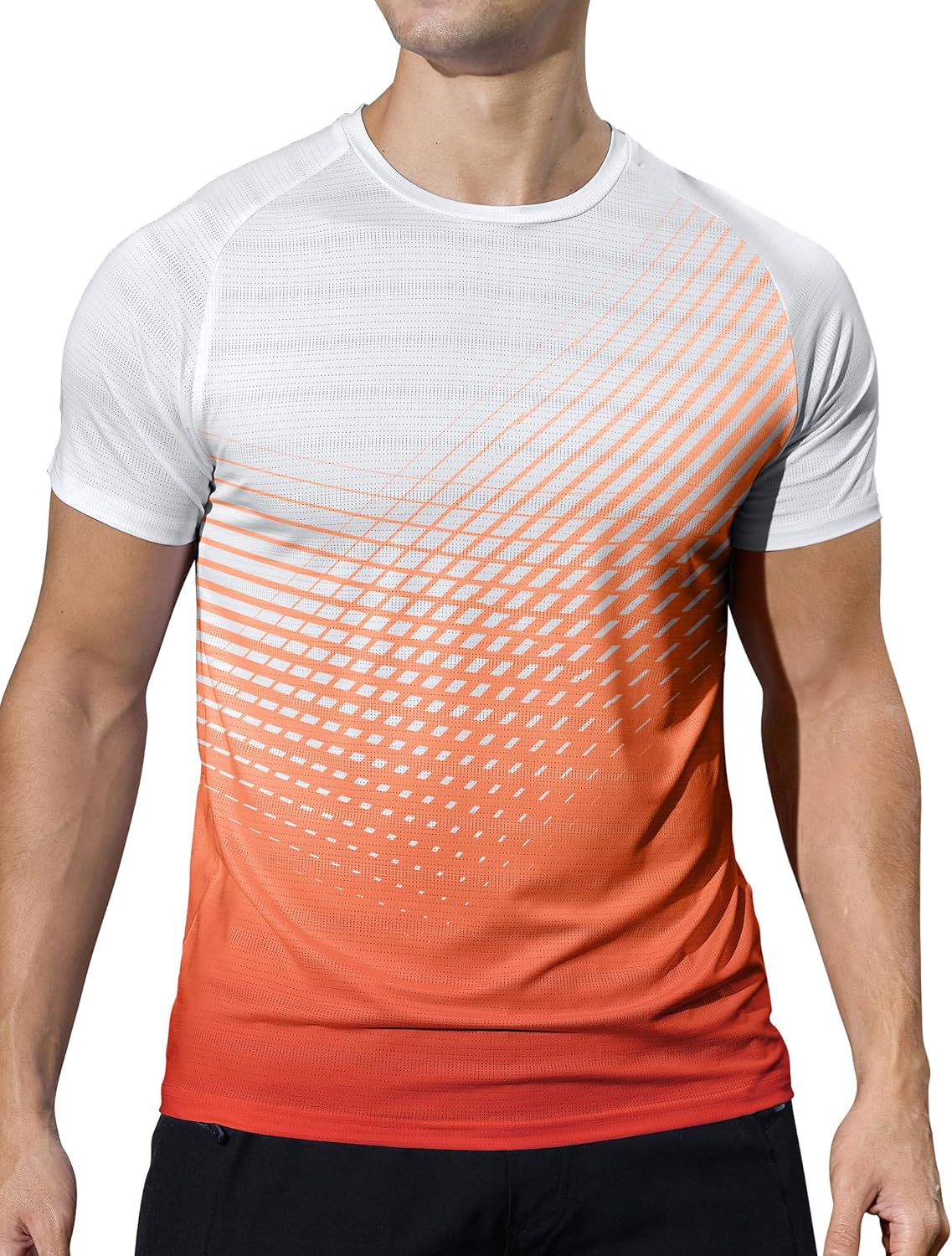 Men's Athletic Running T-Shirts Quick Dry Gym Workout Shirts Moisture Wicking Short-Sleeve Lightweight Sports Tee Tops