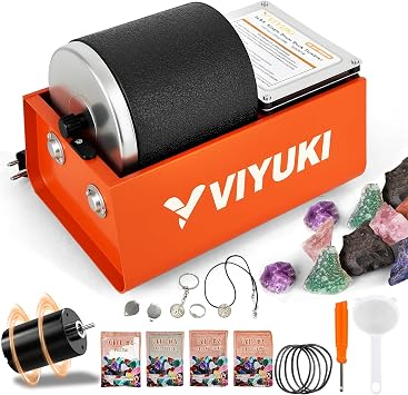Rock Tumbler Kit- 3 Lb Extra Large Capacity Barrel | Complete Rock Polisher with Durable Tumbler, Rocks, Grit, Educational Stem Science Kit