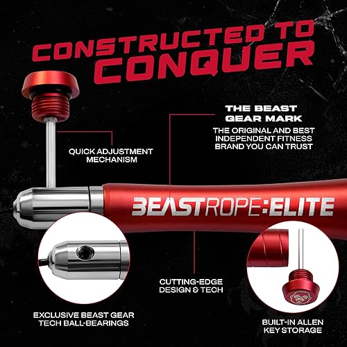 Miniatura 3 de Beast Gear Cuerda de saltar para hombres y mujeres, diseñada para la velocidad, cuerda de salto de aluminio de alta calidad para fitness avanzado,