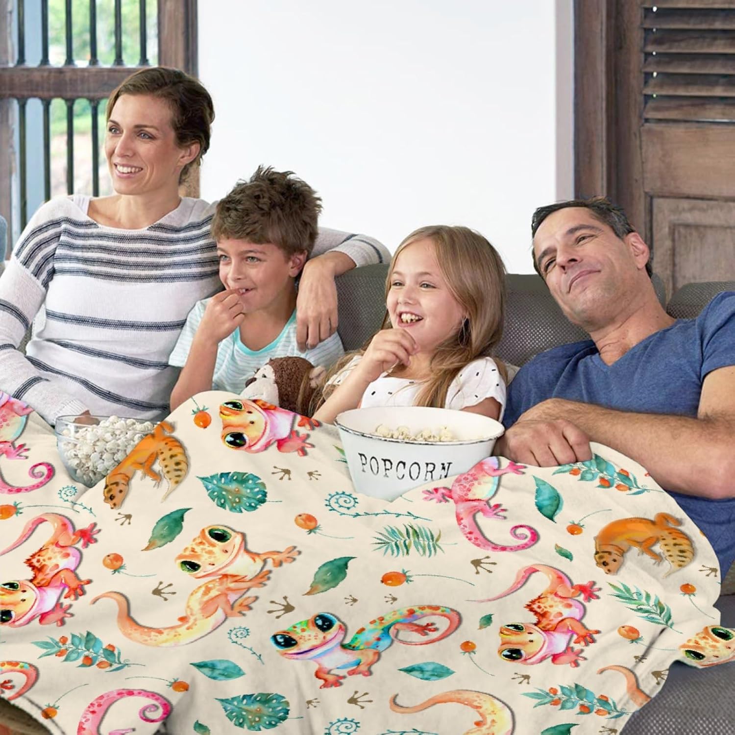 Cute Geckos Throw Blanket,Funny Reptile Animal Blanket, Super Soft Leopard Gecko Flannel Blanket for Couch/Sofa/Travel/Camping,Geckos Gifts Blanket Home Decor,40"x50"-Kids/Throw Size - Image 7