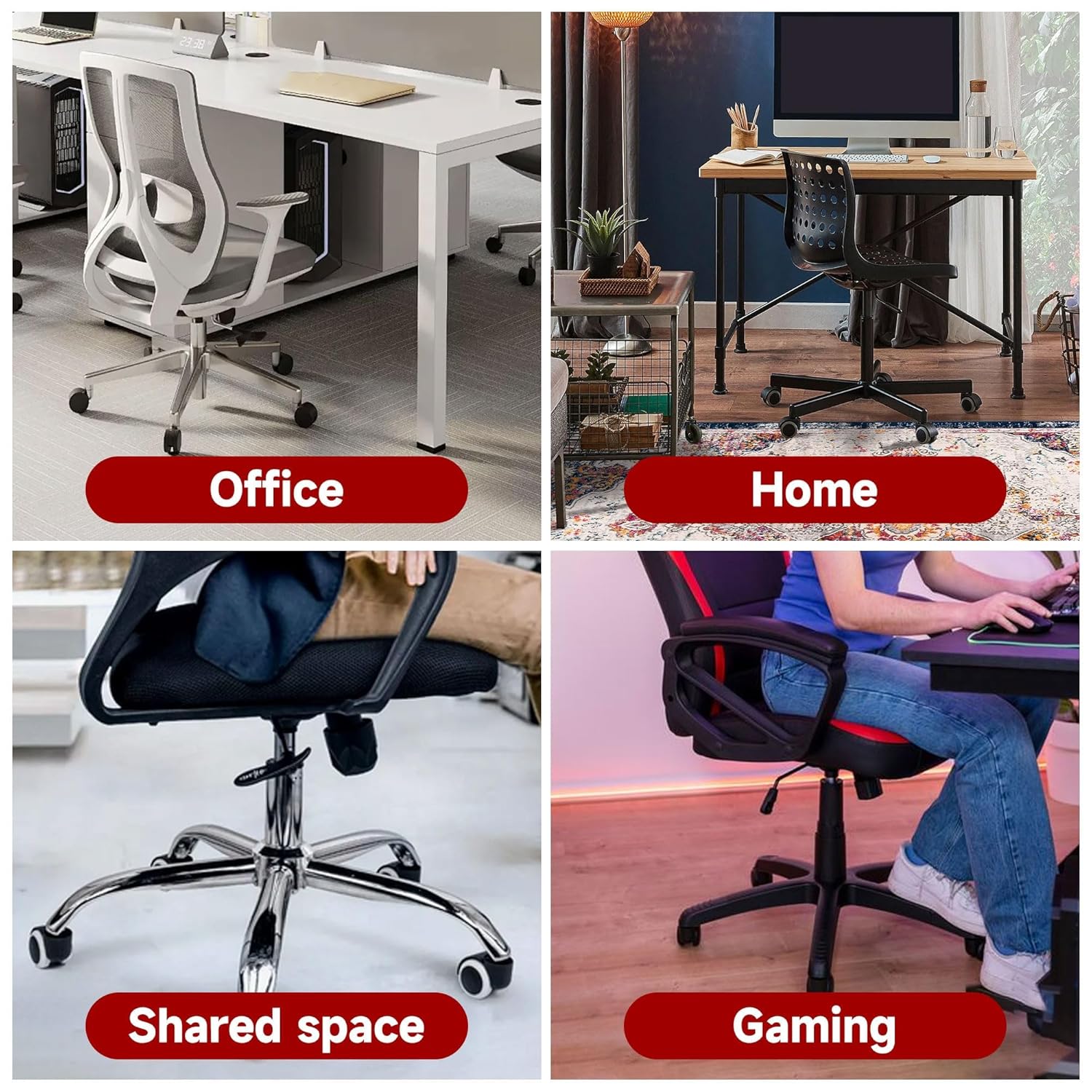 findmall Heavy Duty Swivel Caster Wheels 24 Pack 2 Inch Rubber Base with Top Plate and Bearing