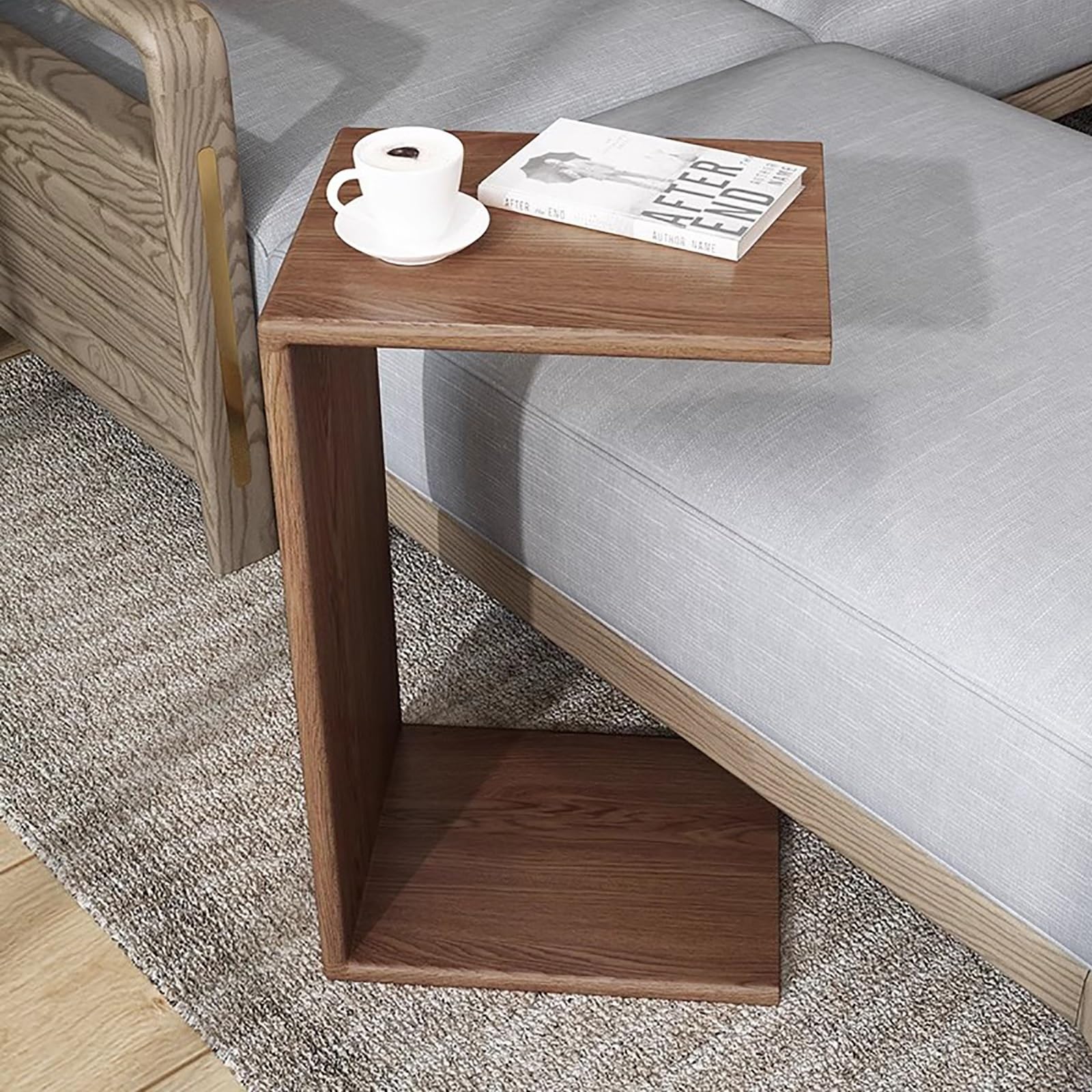 Beistelltisch Aus Holz, C-FöRmiger Beistelltisch for Couch, Sofatisch mit Einsteck- Und Zapfenverbindungsstruktur, GroßEr Desktop-C-Tisch for Wohnzimmer, Schlafzimmer (Color : Brown) Küche, Haushalt & Wohnen