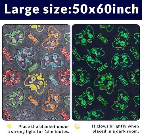 Miniatura 6 de Gamer Gifts for Teen Boys Kids Gaming Controller Toys - Glow in The Dark Blanket Gamepad Gifts for 2 4 6 8 10 11 Year Old Boys - Game Room Decor for