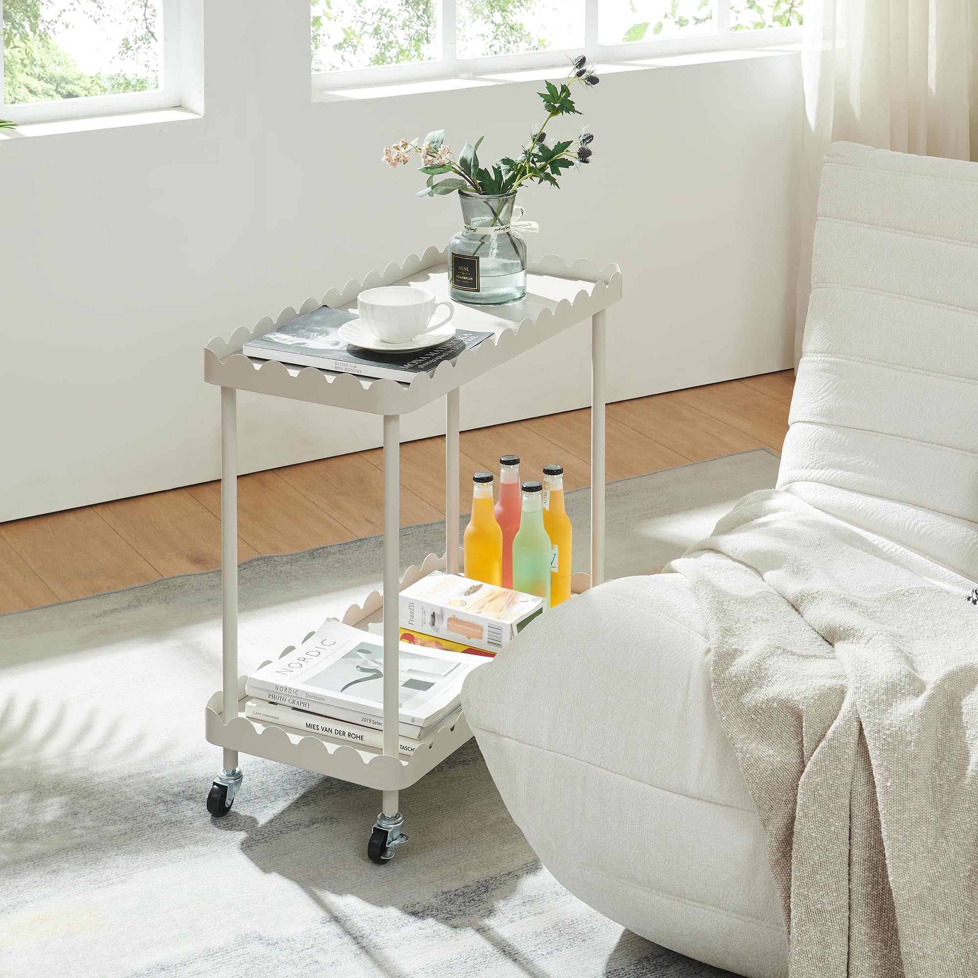 [en.casa] Carrello di Servizio Portaoggetti a 2 Livelli Carrello Portatutto Multiuso a 2 Ripiani e Rotelle per Cucina Sala Bagno 60 x 61 x 31 cm Struttura in Acciaio - Grigio