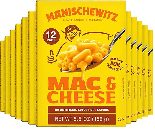 Manischewitz Kosher Mac & Cheese, 5.5 onzas (paquete de 12) Hecho con queso cheddar real, sin colores artificiales de sabores, certificado Kosher disponible en Yaxa Guatemala