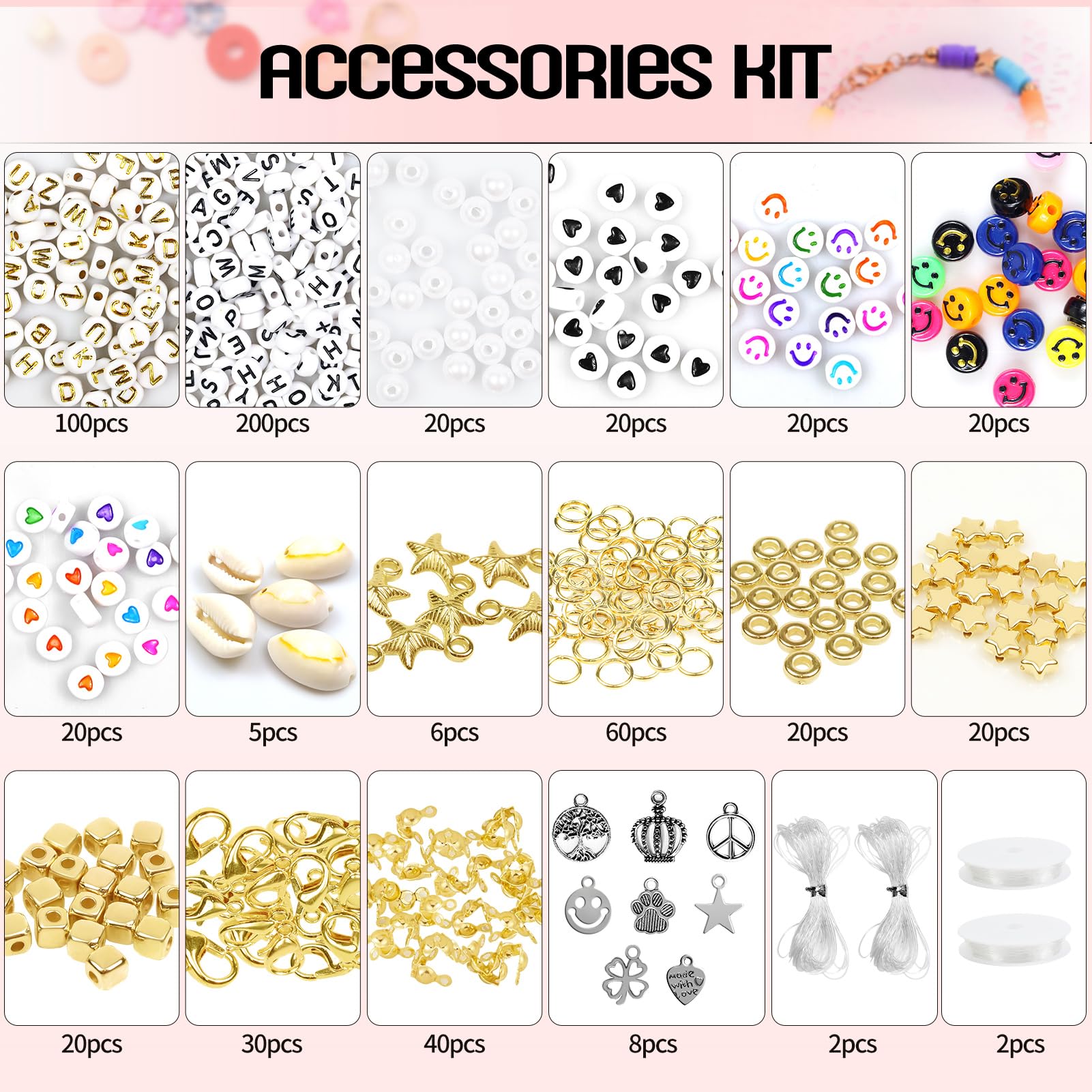 Perline Per Braccialetti Fai Da Te - Kit 4600+ Pezzi Con 72 Colori, Lettere E Charm Per DIY (Scatola Organizzata) - Foto 3