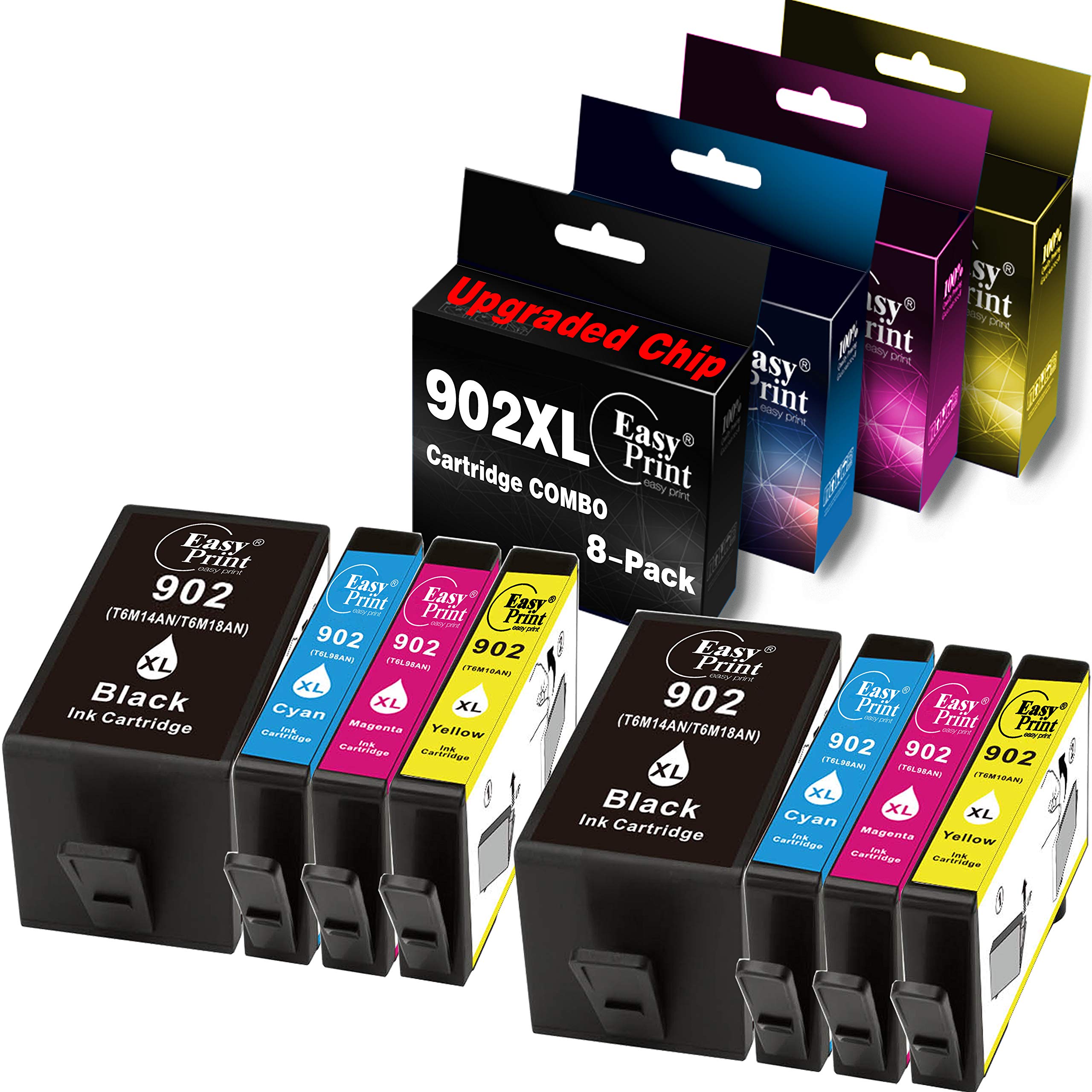 EASY PRINT EASY PRINTEASYPRINT (8-Pack) Compatible 902XL Ink Cartridges Used for OfficeJet Pro 6954/ 6960/ 6962/ 6968/ 6975/ 6978 Printer, (2 Large Black, 2 Cyan, 2 Magenta, 2 Yellow)
