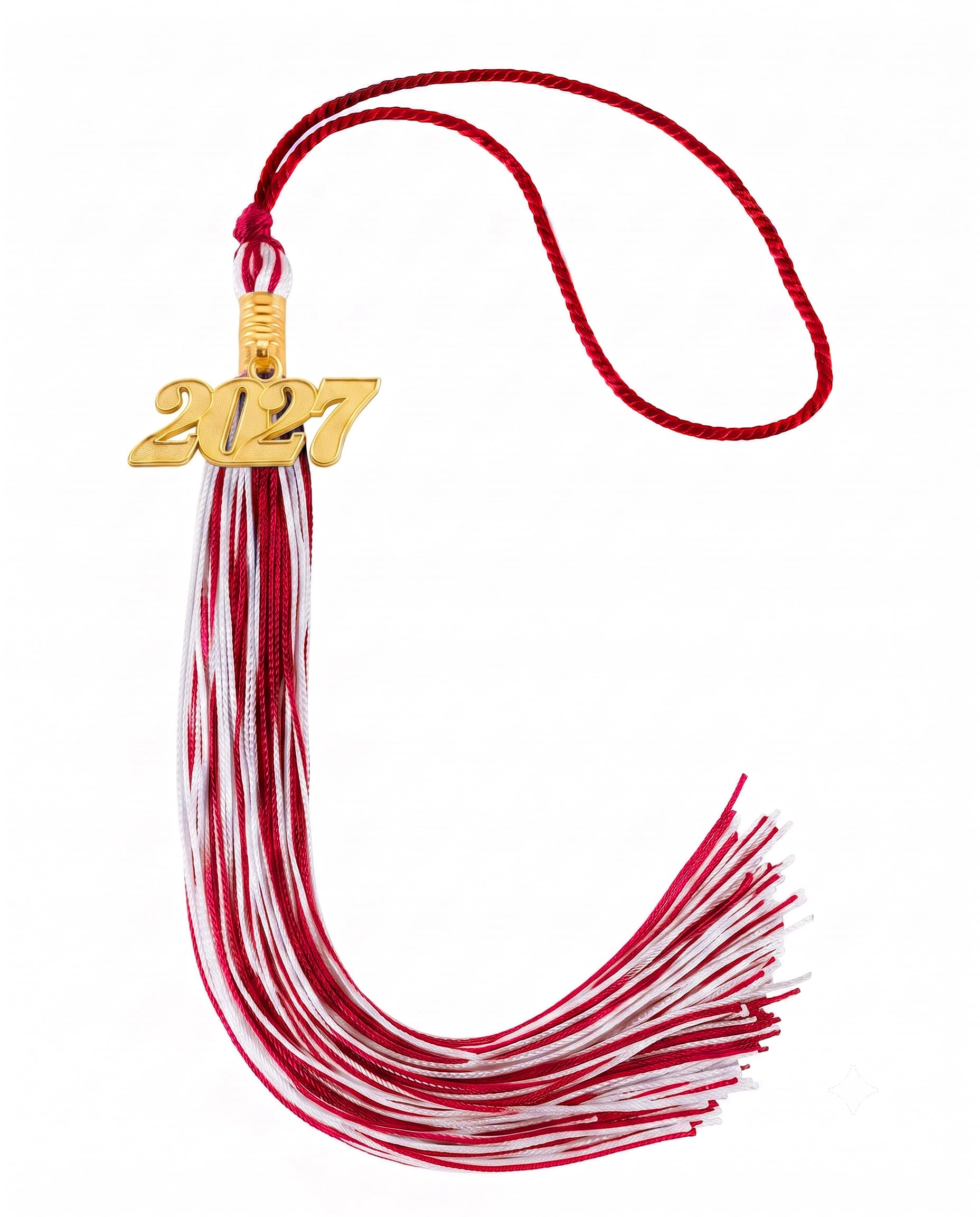 Graduation Tassel 2027 for Grad Cap,Red and White Tassel with Gold Charm