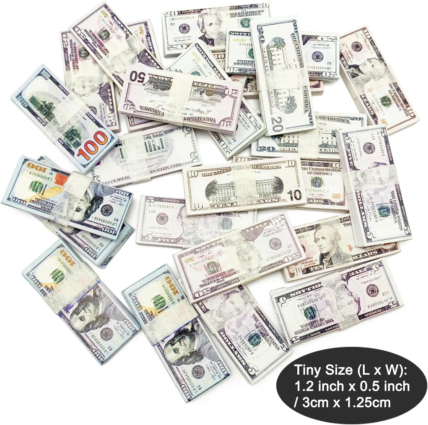 Miniature Dollhouse Scene Model 500 Pieces Mini Dollar Bill Prop Set for 1:12 Mini Dollhouse Decoration