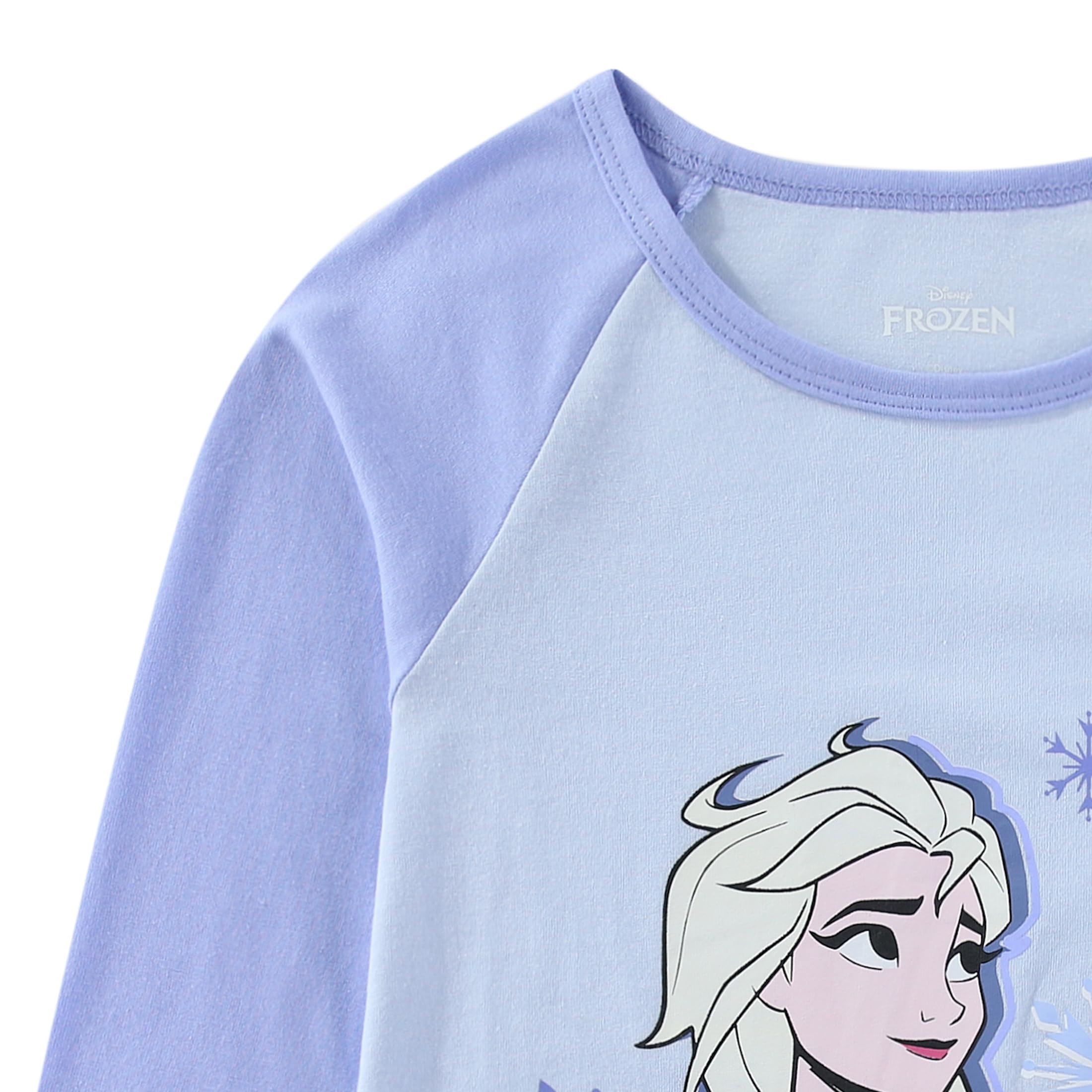 Disney Frozen Girls - Camicia a maniche lunghe e pantaloni in spugna francese, 2 pezzi, per bambini piccoli e grandi