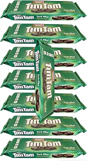 Tim Tam Dark MINT Cookies (Value Pack Of 8 x 165g EA) Australian Chocolate Cookie Biscuits, Aussie Made & Loved ... Creamy Goodness (Made in Australia)