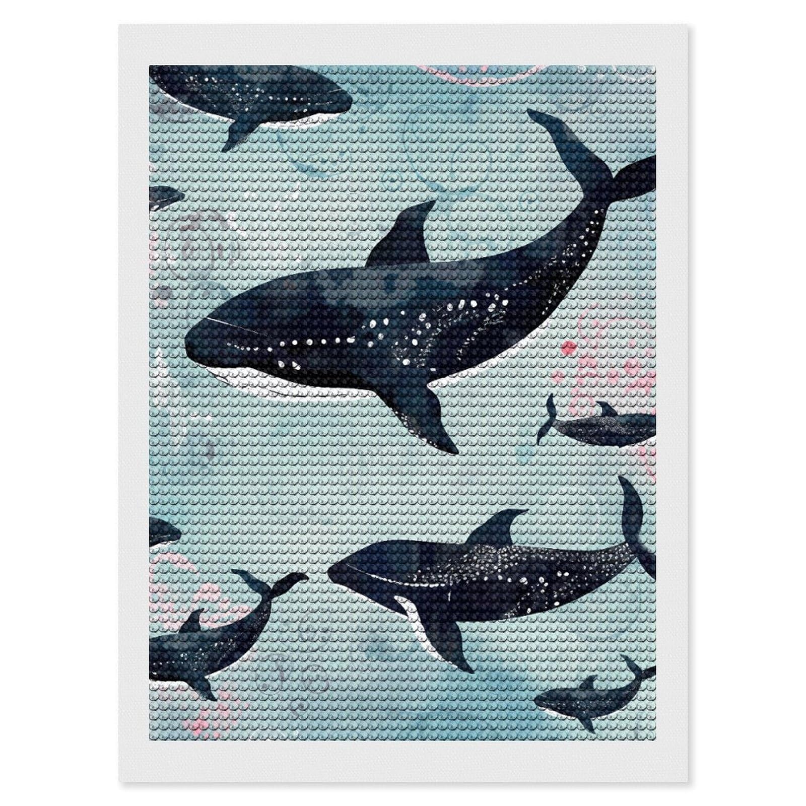 NONHAI Diamond Painting Kits for Adults - DIY Diamond Art Kits for Beginners - Full 5D Paint Drill Diamond Dots Paintings- Whale Diamonds Pictures Gem Art and Craft Wall Decor 12"x16"