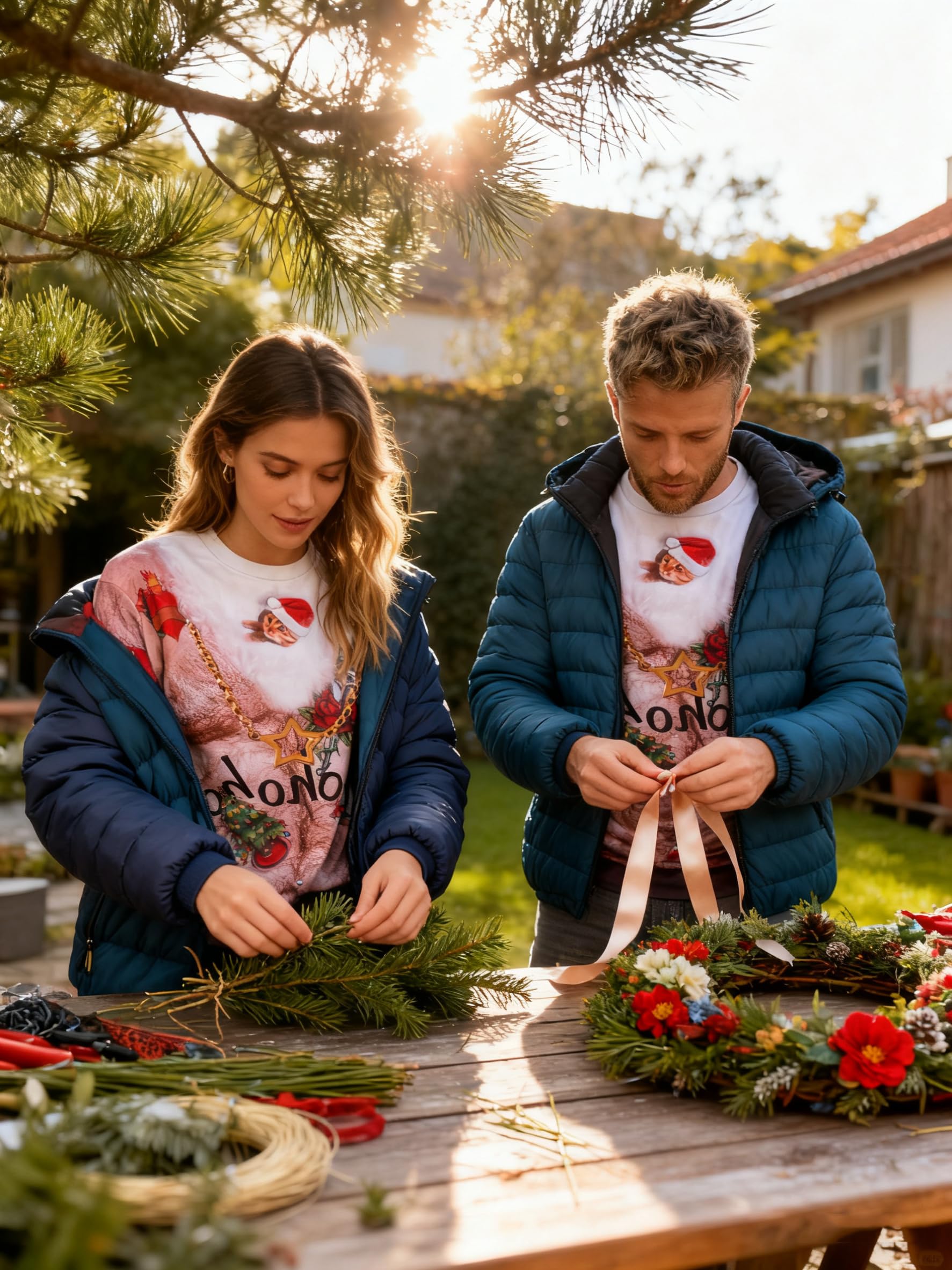 Loveternal Unisexee Pulls Noel 3D Imprimé Ugly Christmas Jumper Manches Longues Xmas Pullover S-3XL