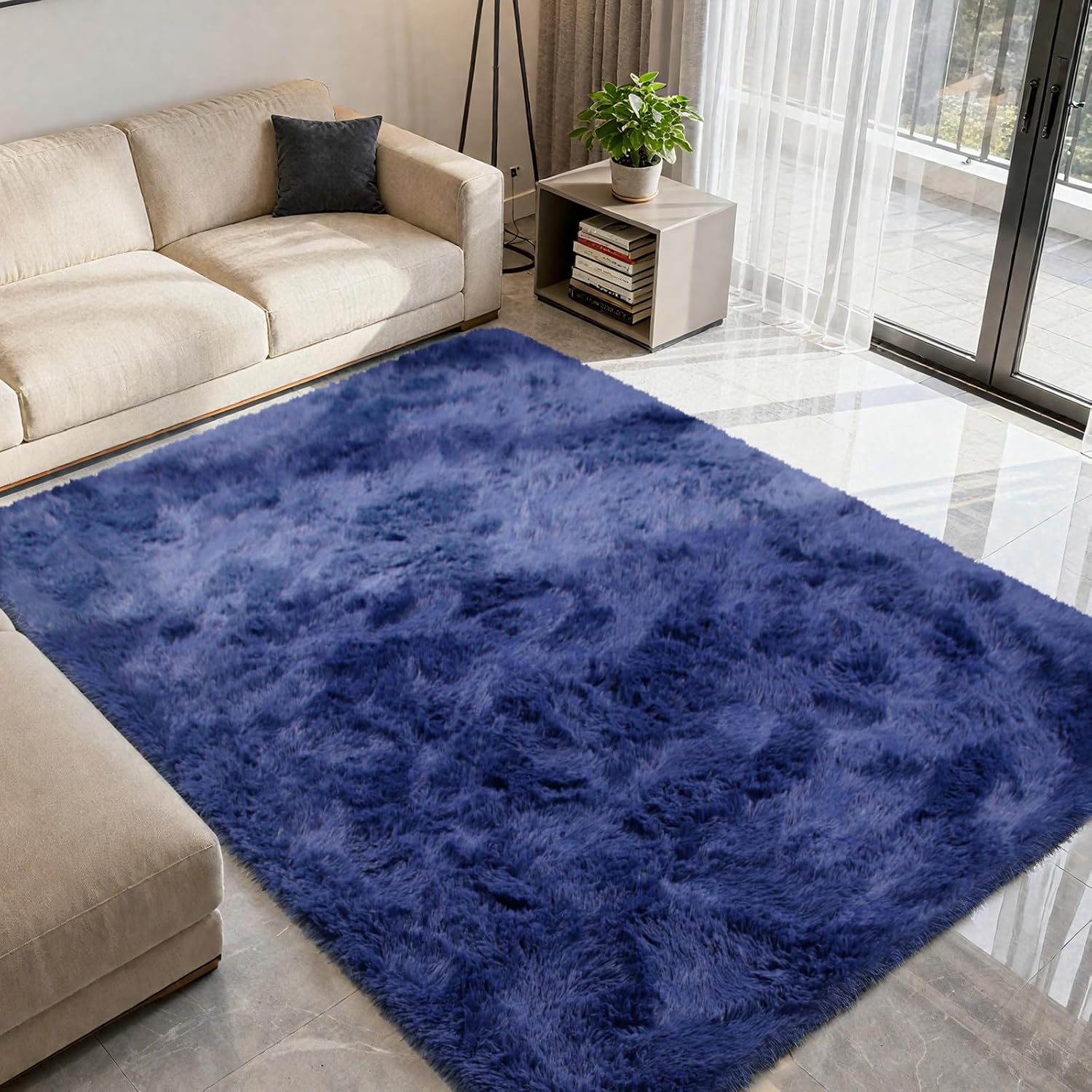 Shag Area Rug for Bedroom 5x8,Blue Fluffy Area Rugs for Living Room,Soft Fuzzy Rug Non-Shedding Indoor Plush Carpet for Kids Bedroom Nursery Dorm Home Decor