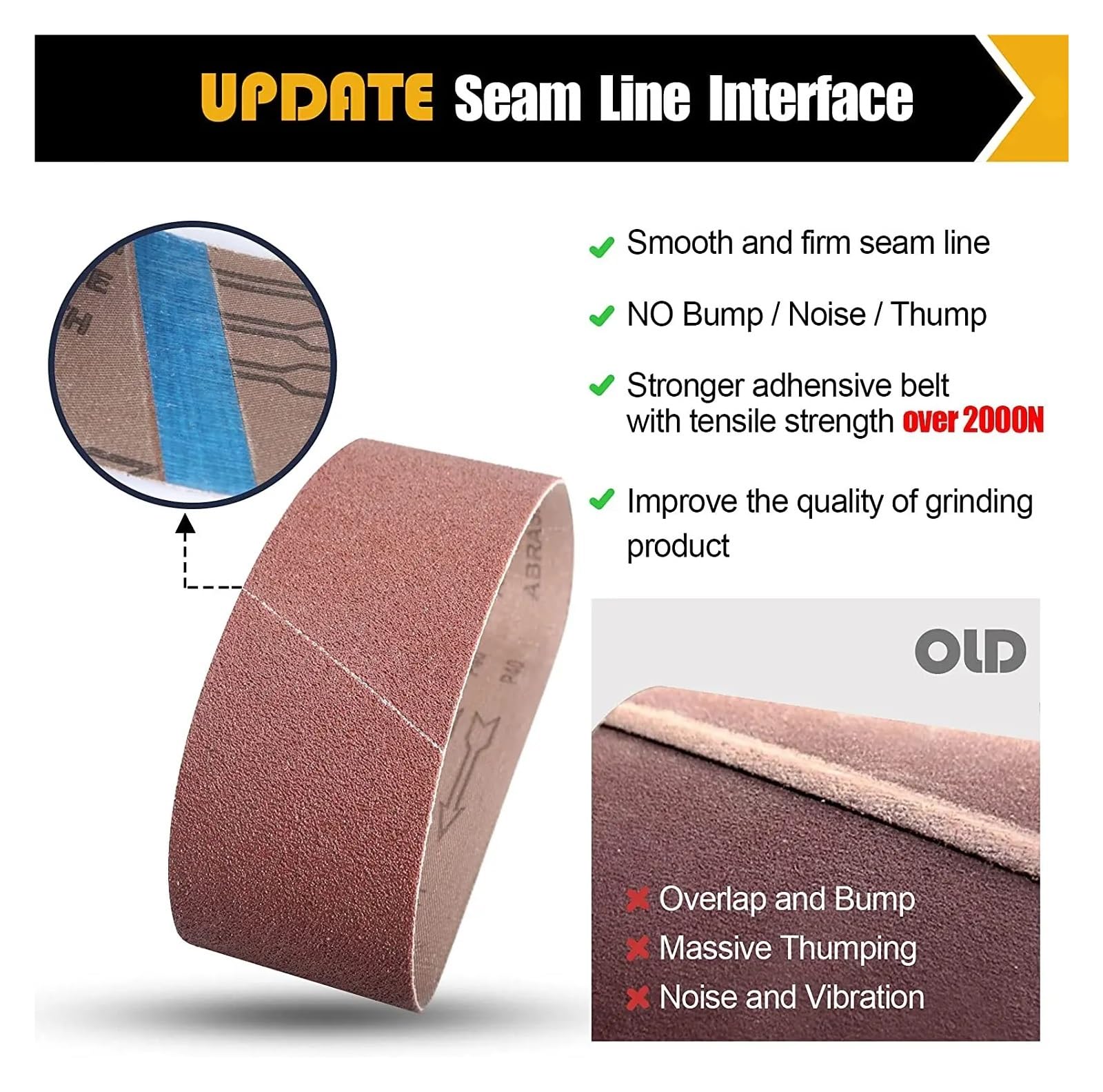 10 bandas de lijado de 100 x 610 mm, papel de lija de banda de grano 40-400, bandas abrasivas for lijadora, pulidora de madera y metal(400)