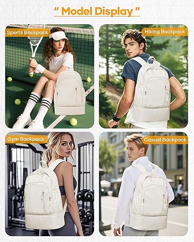 Miniatura 3 de SEAFEW Mochila de gimnasio para mujer, Blanco, Grande