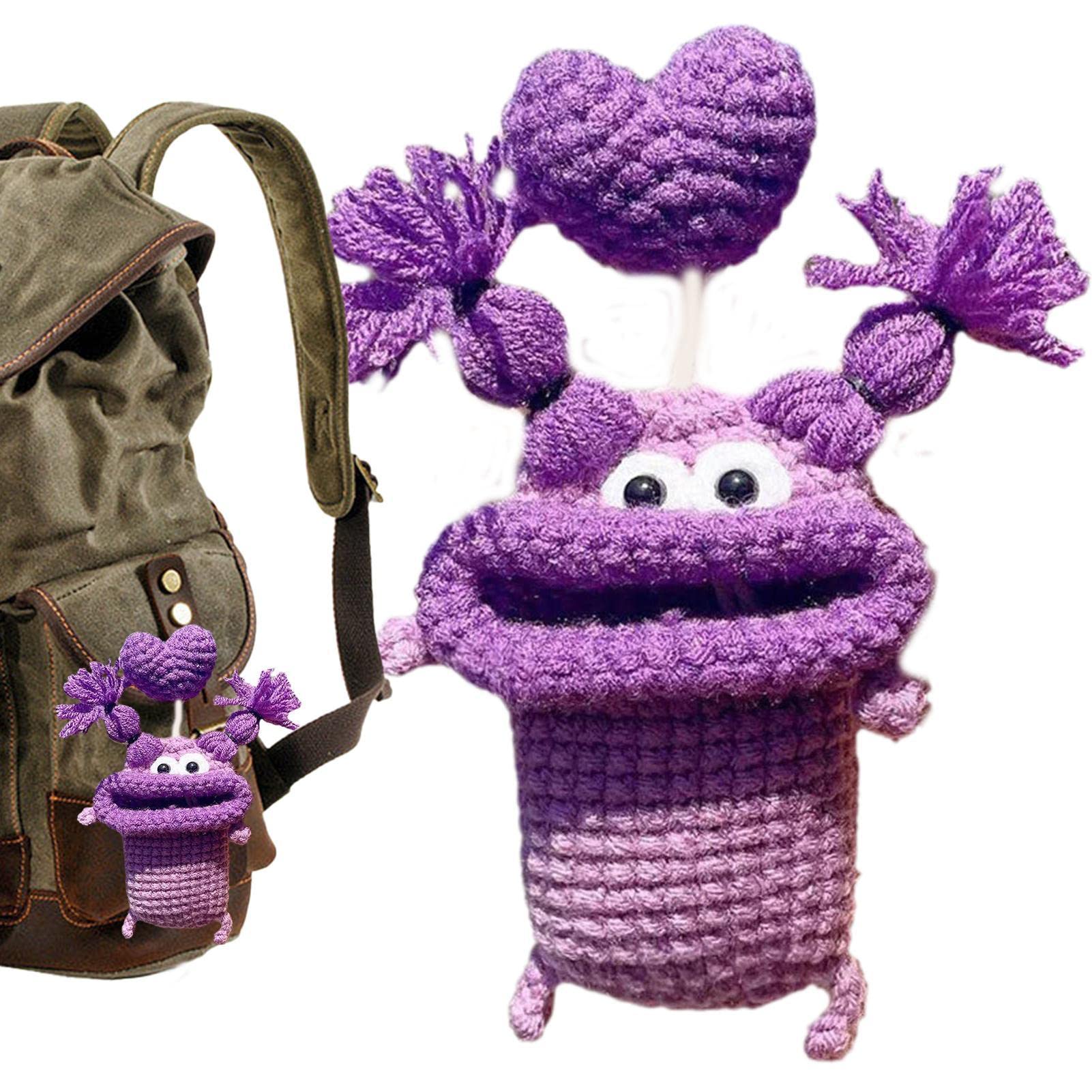 Gimocool D Handmade Crochet Key Case/Holder, Creative Cuddly Sausage Mouth Car Key Cover, Han-Knitte Wool Plush Funny Big Mouth Key Pendant, Car Key Wallets Gift For Keychain Ornaments